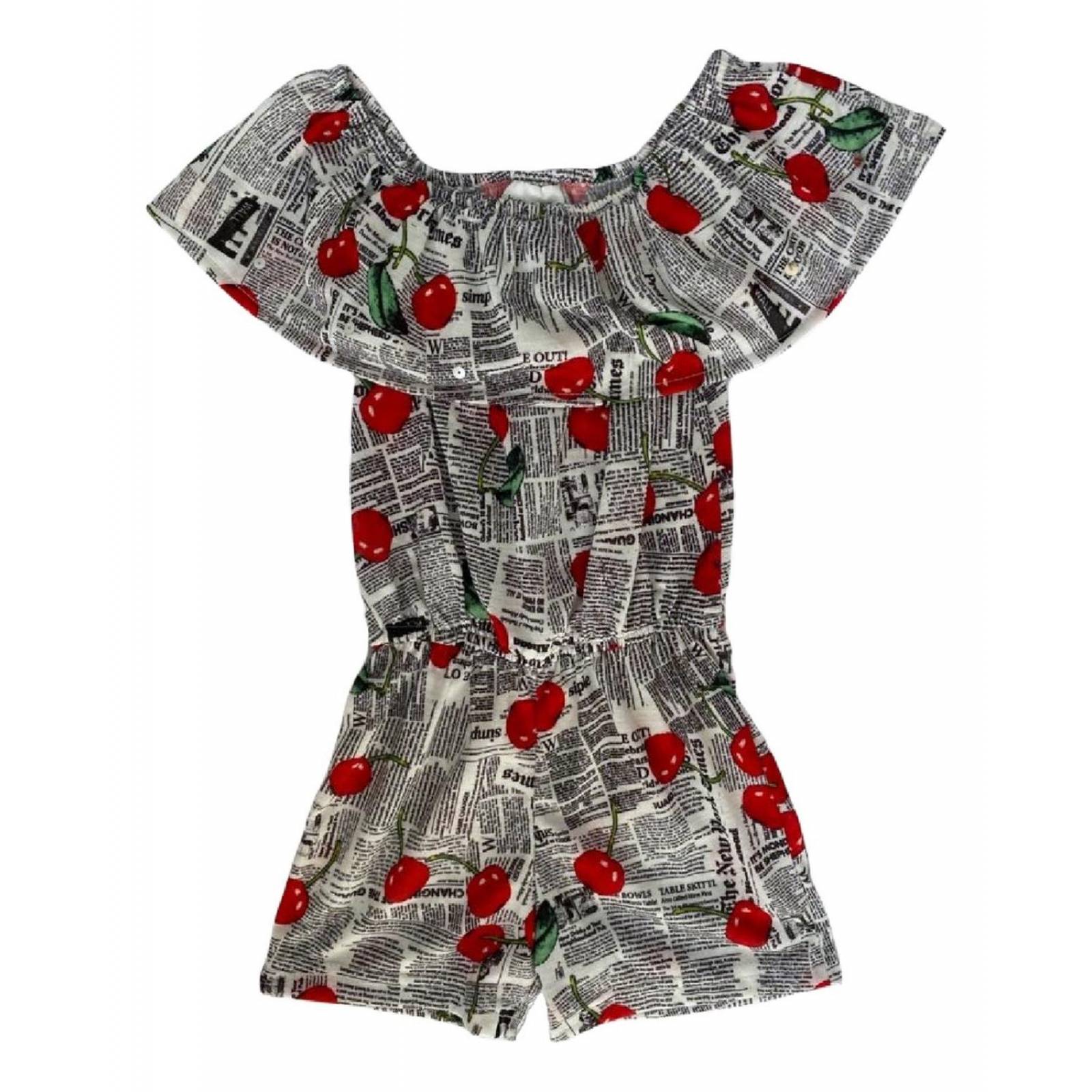 Jumper Con Pechera Kiss Tela Estampado Cerezas