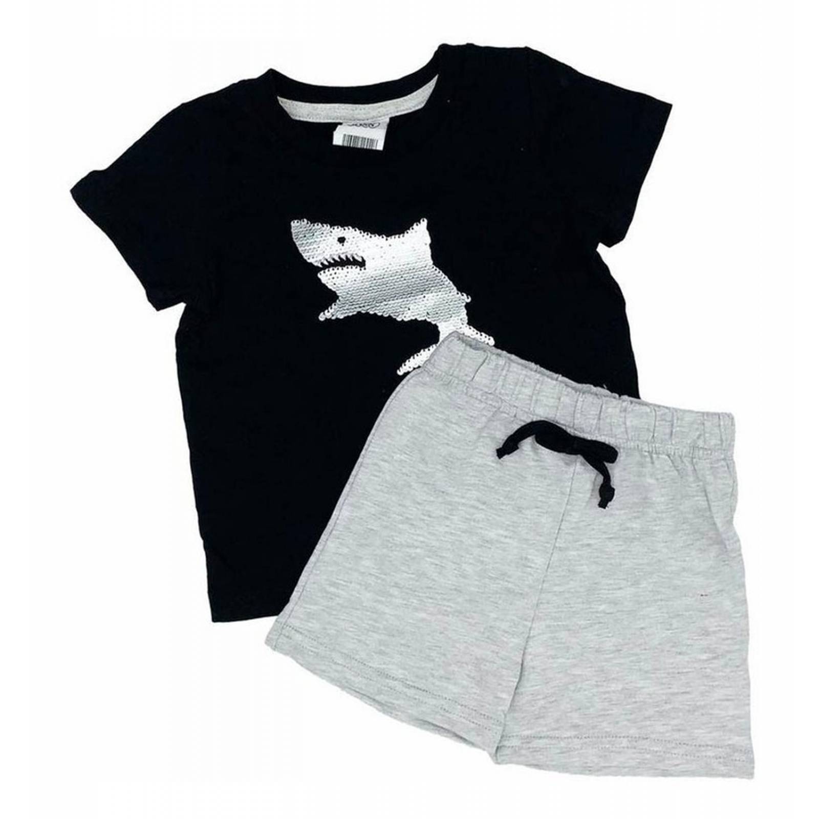 Conjunto Algodón Short Y Playera Con Aplicación Tiburón 