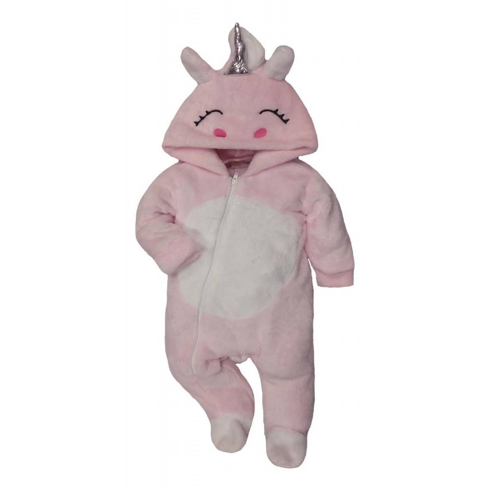 Mameluco Con Gorro Bordado Unicornio Rosa 