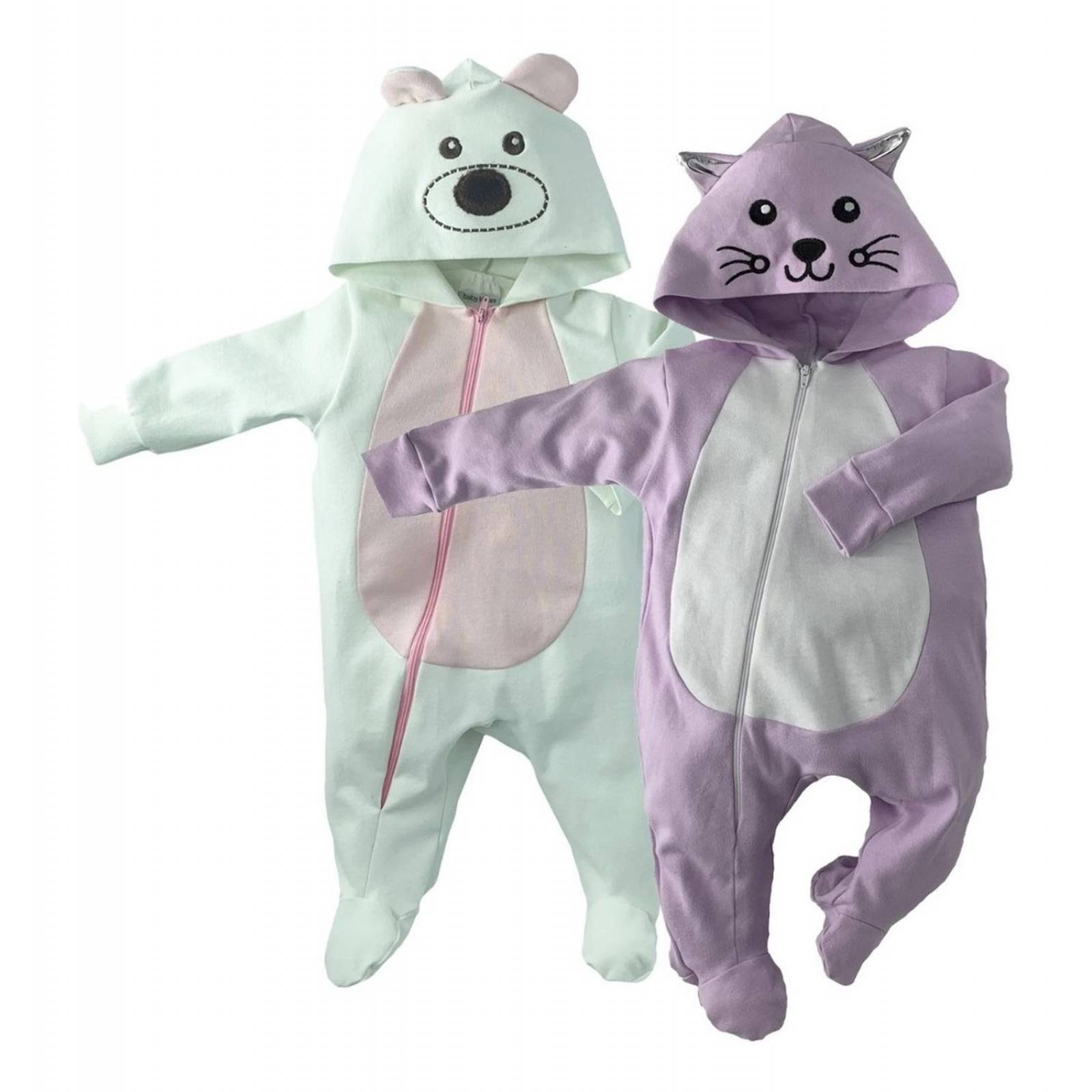 Kit 2 Mamelucos Baby Kisses En Algodón Osita, Gata 