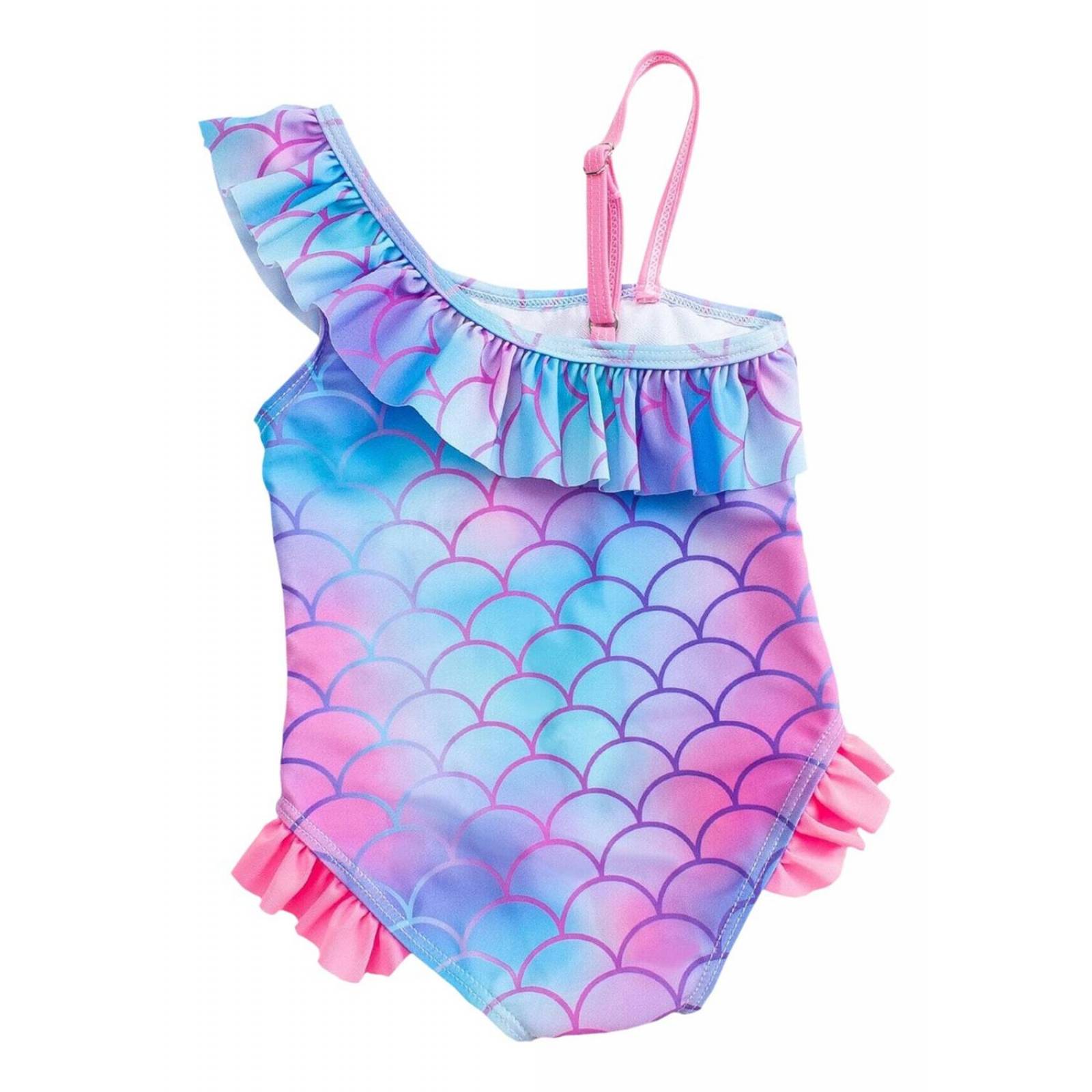 Traje De Baño Entero Para Niña Con Diseño De Escamas Sirena 