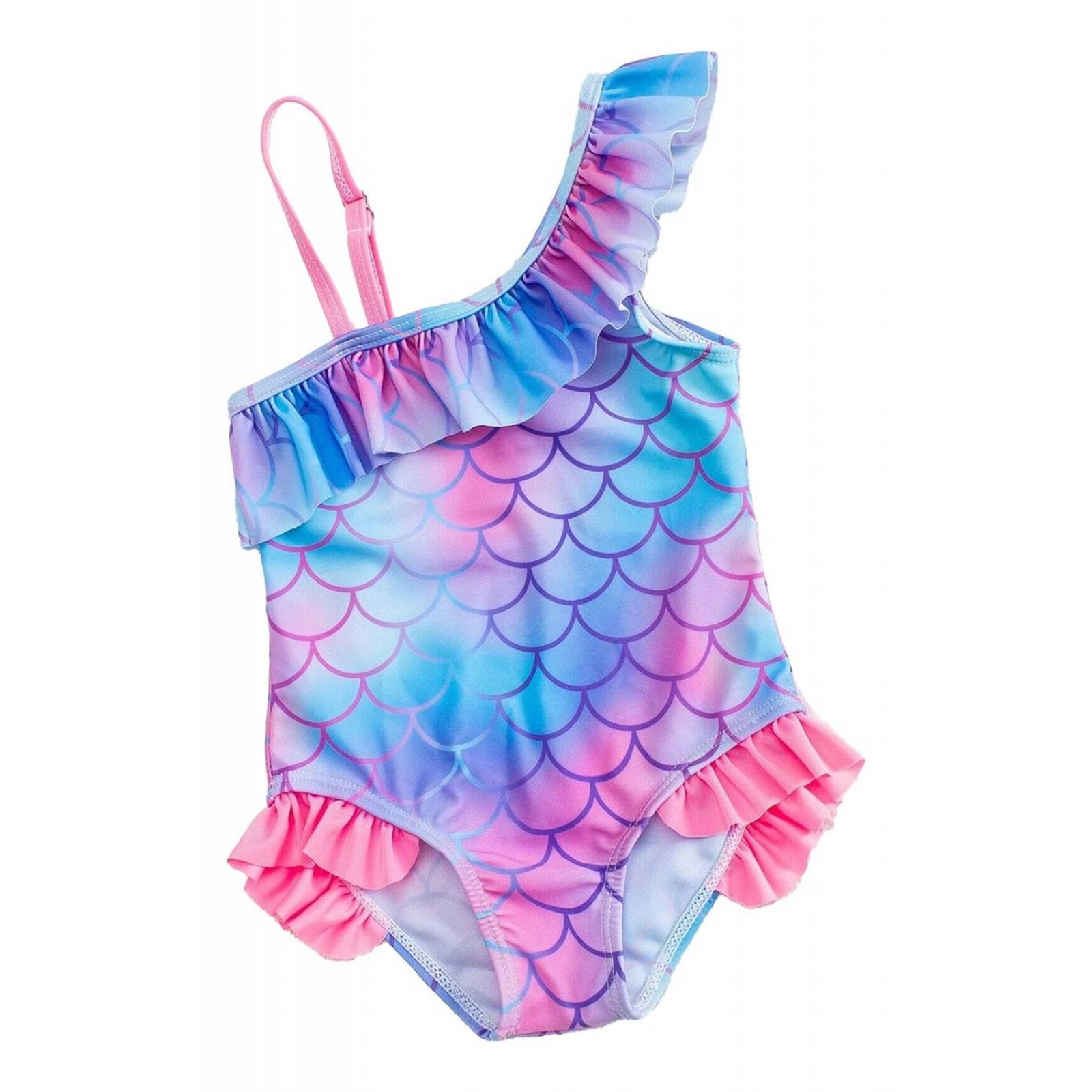 Traje De Baño Entero Para Niña Con Diseño De Escamas Sirena 