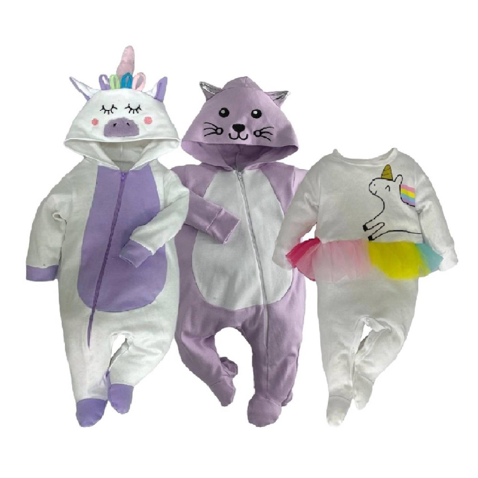 Kit 3 Mamelucos Unicornio, Gatita, Unicornio Con Tutú