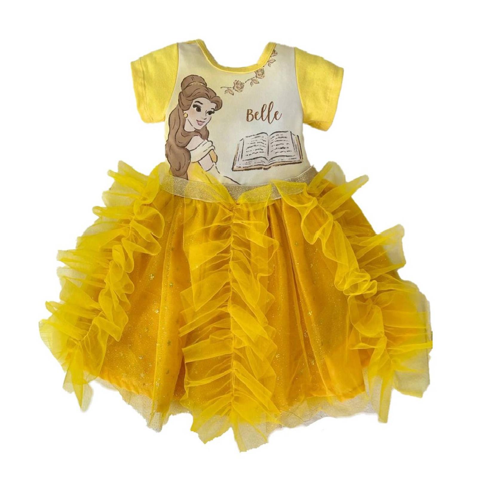 Kit 3 Vestidos Princesas Disney Cenicienta, Ariel, Bella 