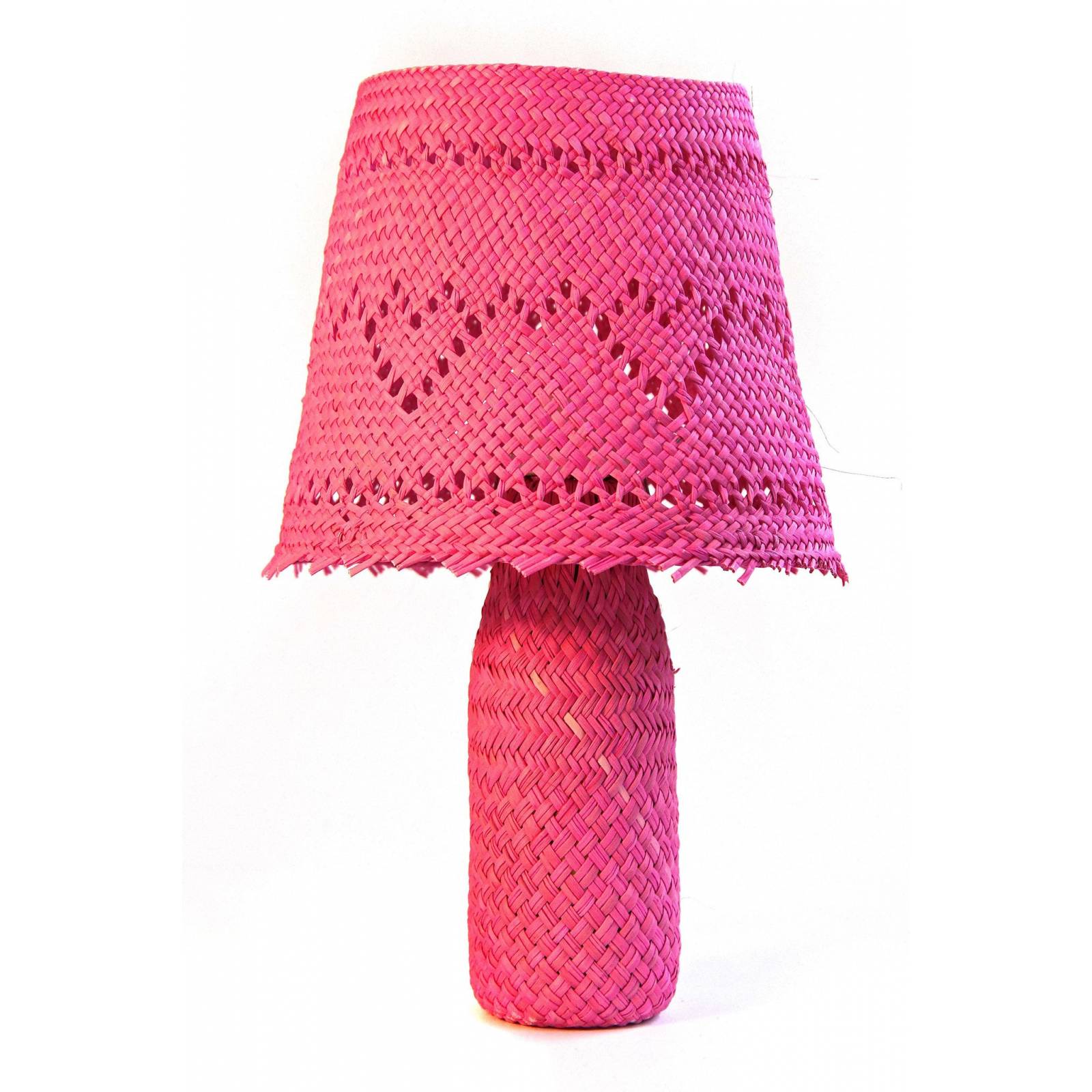 Lámparita Jipijapa Artesanal Rosa Corazones