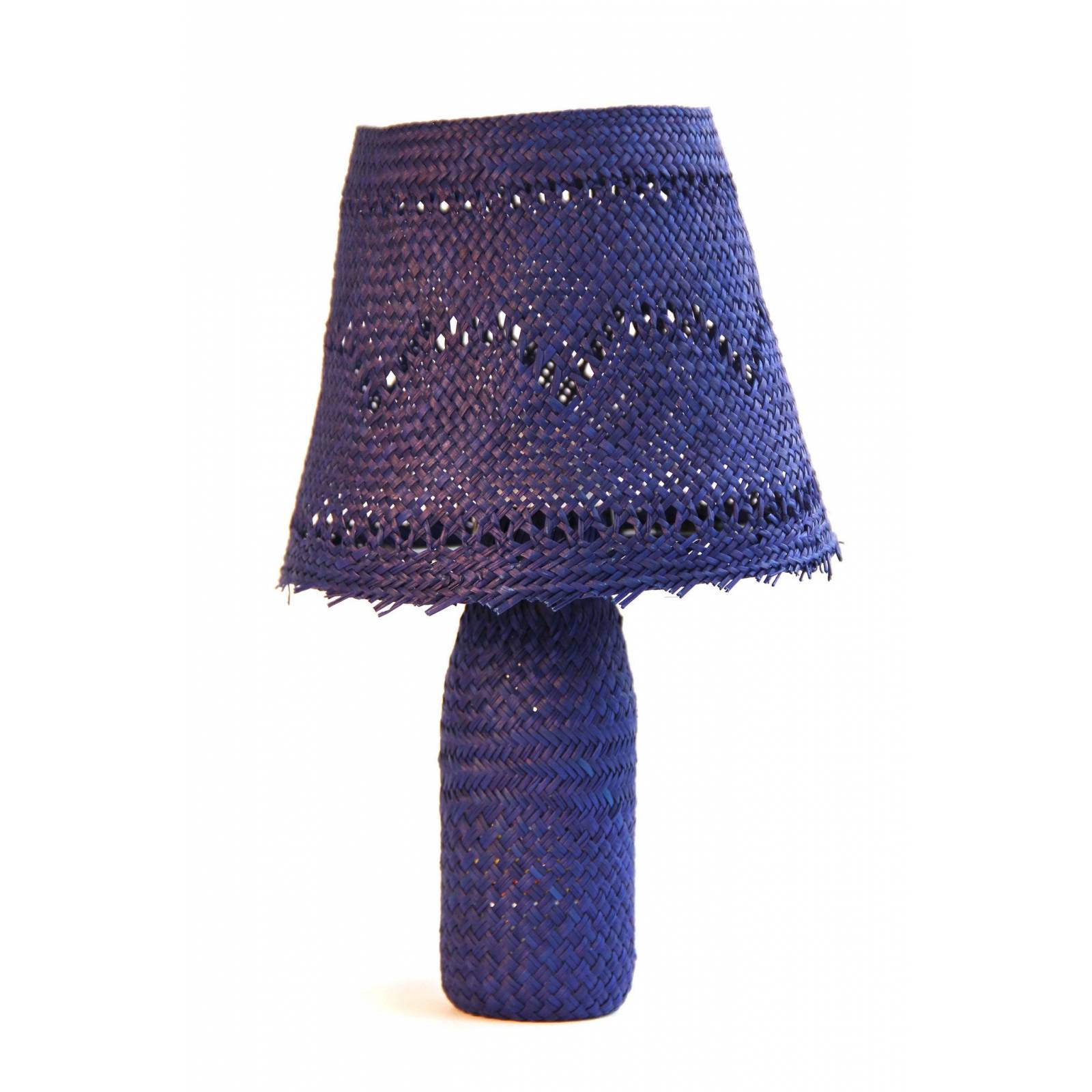 Lámparita Jipijapa Artesanal Azul Marino Greca