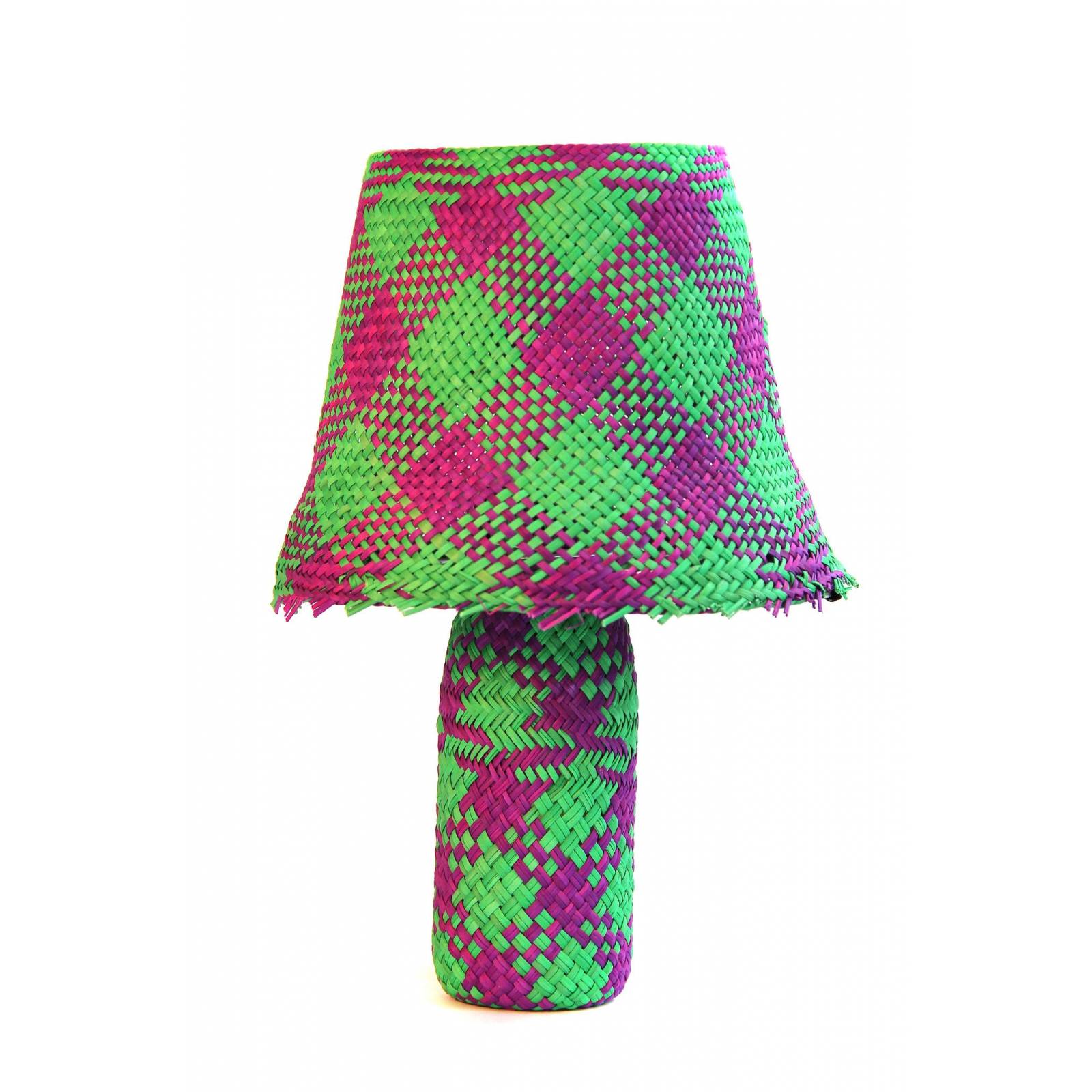 Lámparita Jipijapa Artesanal Morado Y Verde