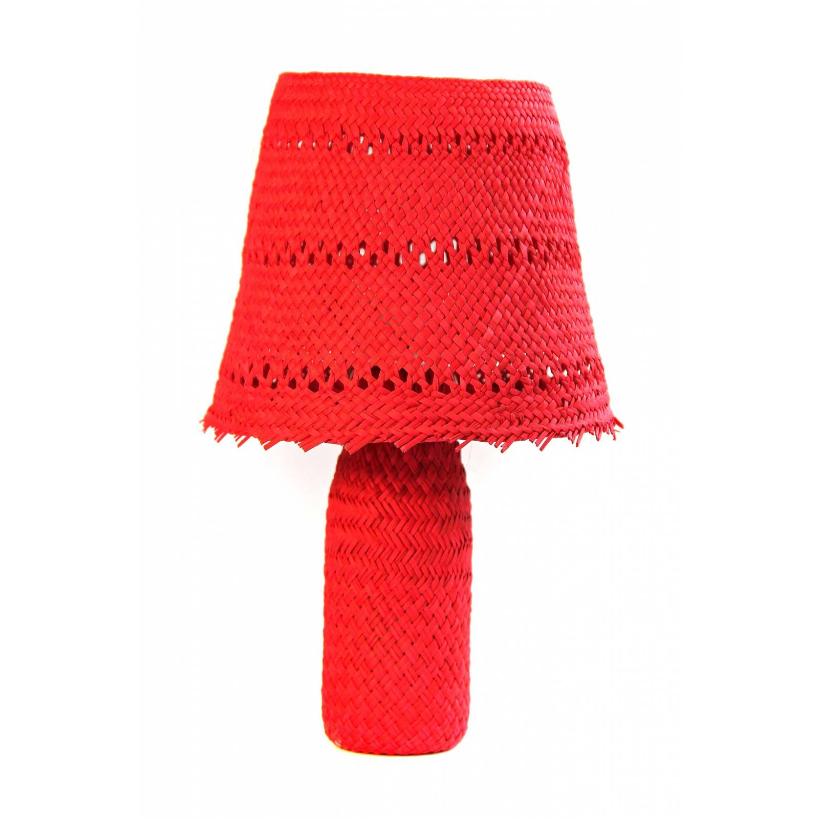 Lámparita Jipijapa Artesanal Roja Líneas