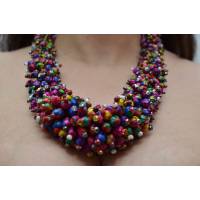 Collar Artesanal Con 500 Capullos De Palma Y Cristal