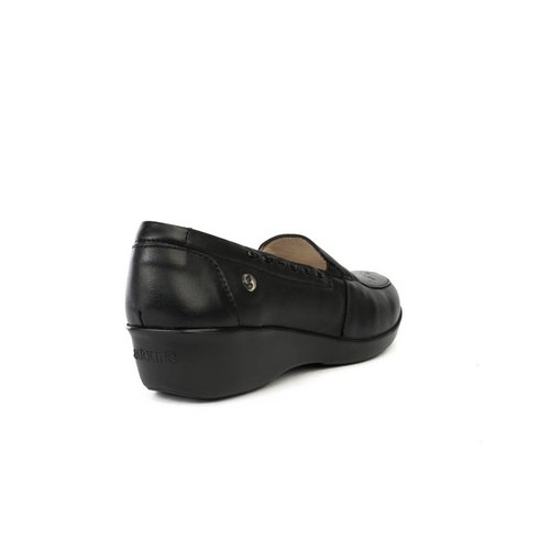 Jarking - Zapato Casual Negro Extra Ligero con Cuña y Perforado Láser para Dama