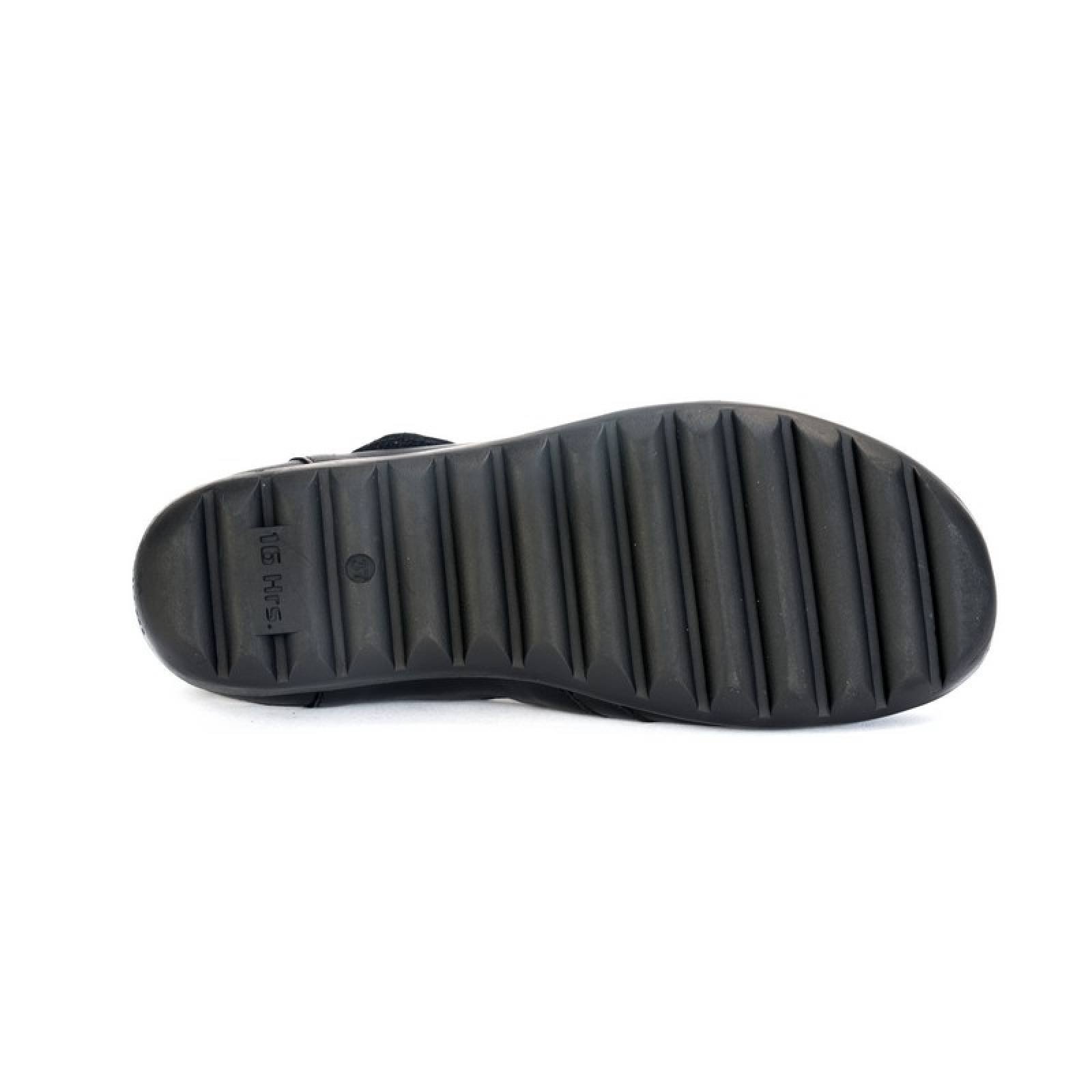 Jarking - Sandalia Casual Negra con Velcro Detalle Tejido y Perforado para Dama