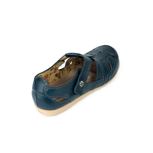Jarking - Sandalia Casual Azul Marino con Velcro Detalle Tejido y Perforado para Dama