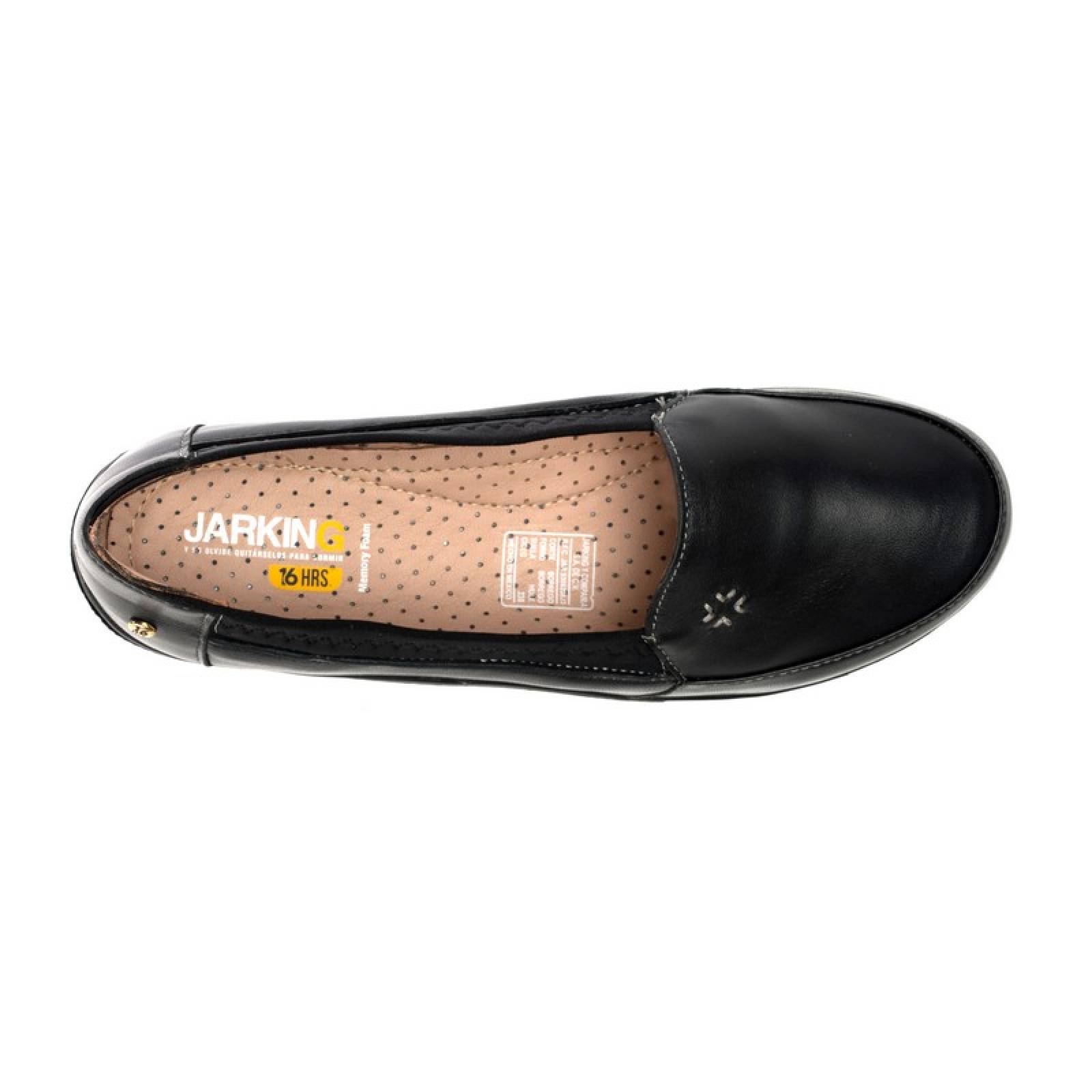 Jarking - Zapato Casual Negro con Detalle de Licra y Bordado a Mano para Dama