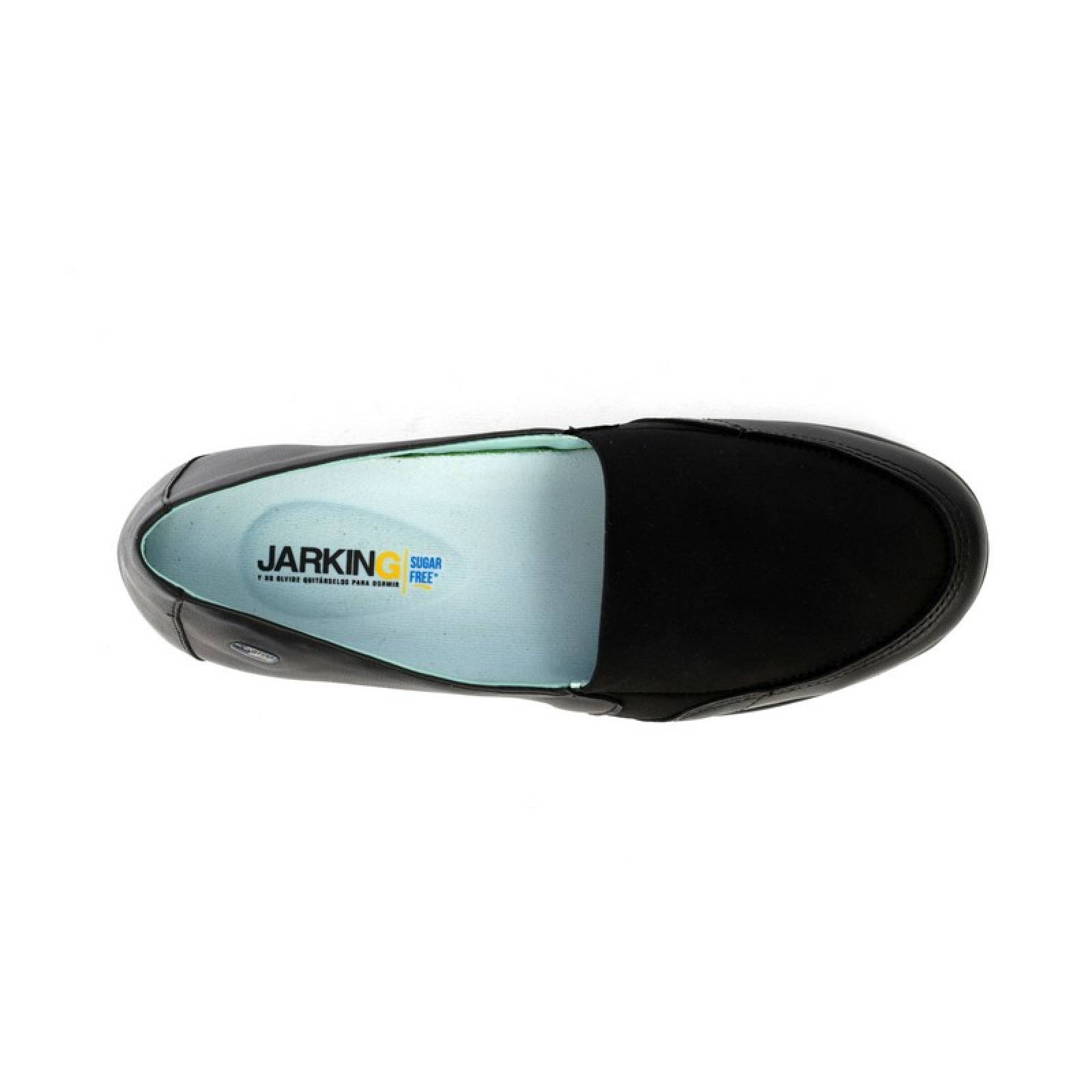 Jarking - Zapato Casual Negro Floreta de Licra con Amplitud Especial para Dama