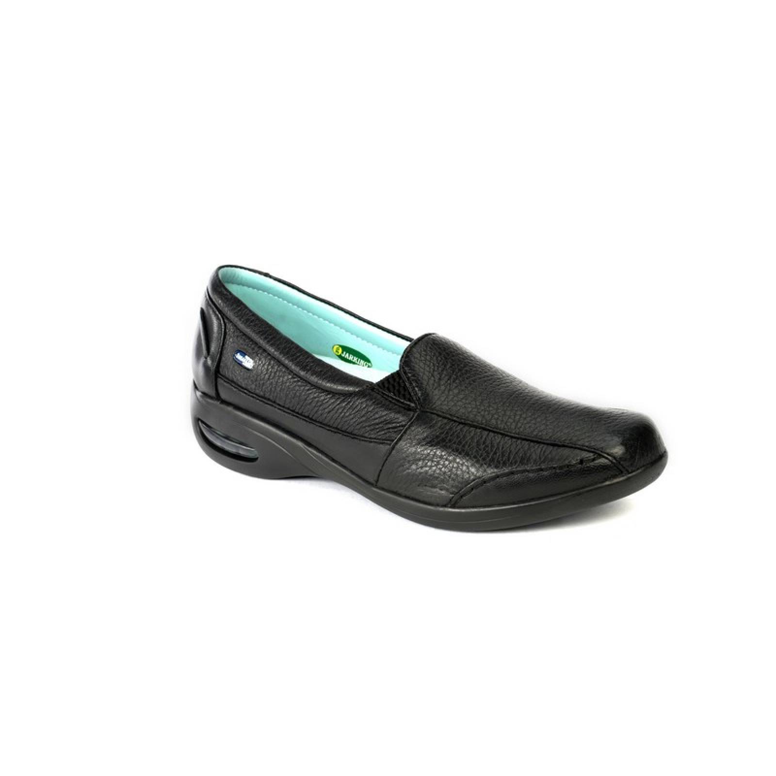 Jarking - Zapato Casual Negro con Detalles Elásticos y Tejido Artesanal con Amplitud Especial para Dama