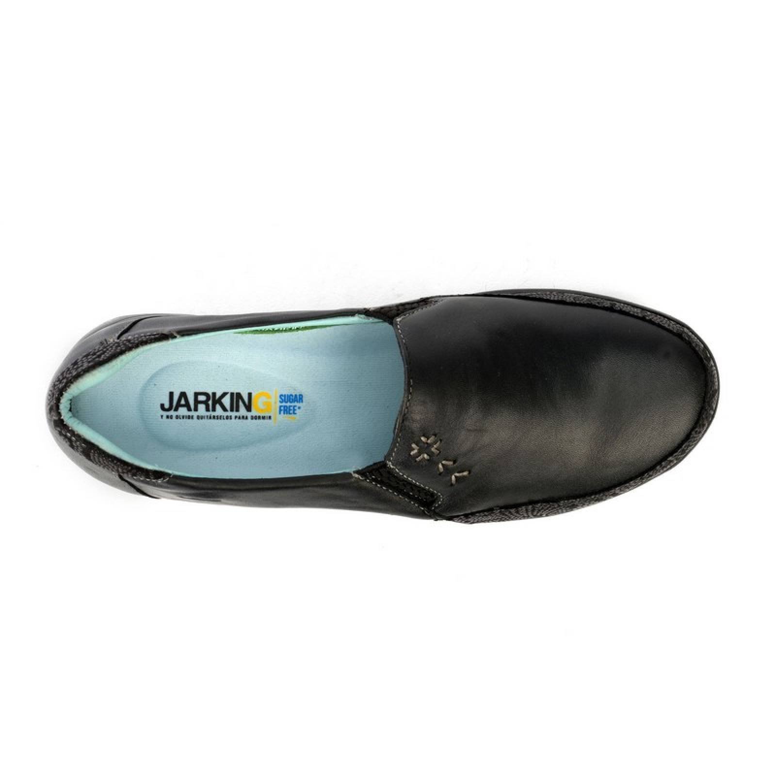 Jarking - Zapato Casual Negro Grabado en la Punta y Tejido Artesanal con Amplitud Especial para Dama