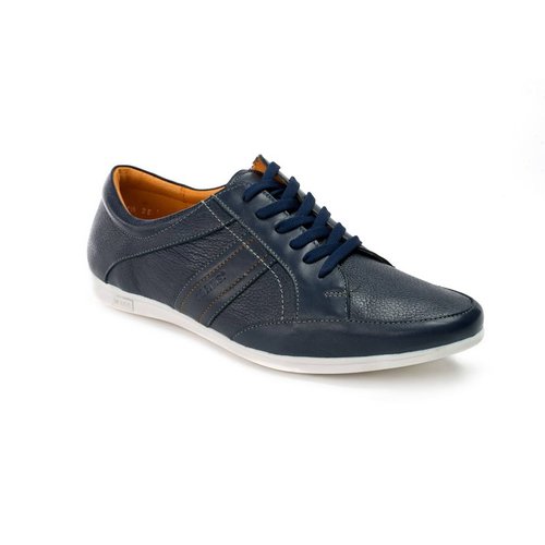 Jarking - Zapato Casual Azul con Textura y Detalles en Costuras con Contraste para Caballero