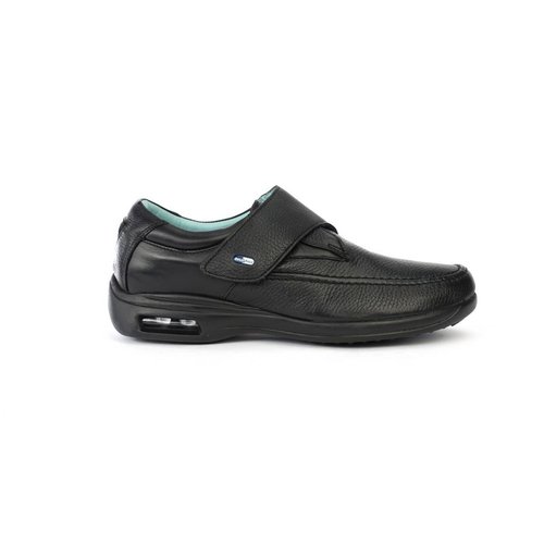 Jarking - Zapato Formal Negro de Suela con Cápsula de Amortiguación y Ajuste con Velcro y Amplitud Especial Para Caballero