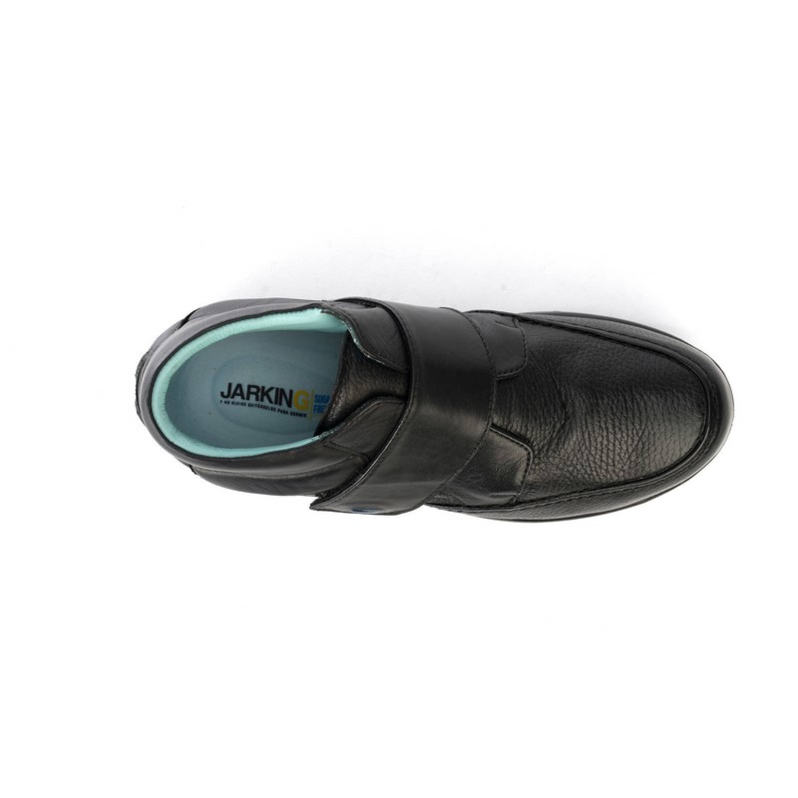Jarking - Zapato Formal Negro de Suela con Cápsula de Amortiguación con Velcro y Amplitud Especial para Caballero