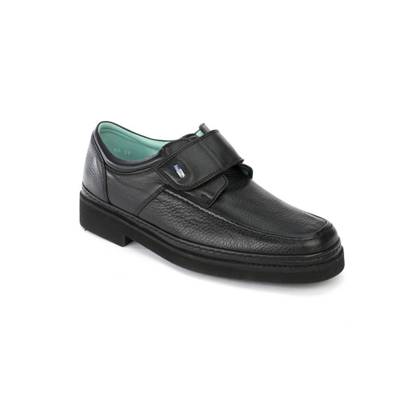 Jarking - Zapato Formal Negro con Ajuste de Velcro y Amplitud Especial para Caballero