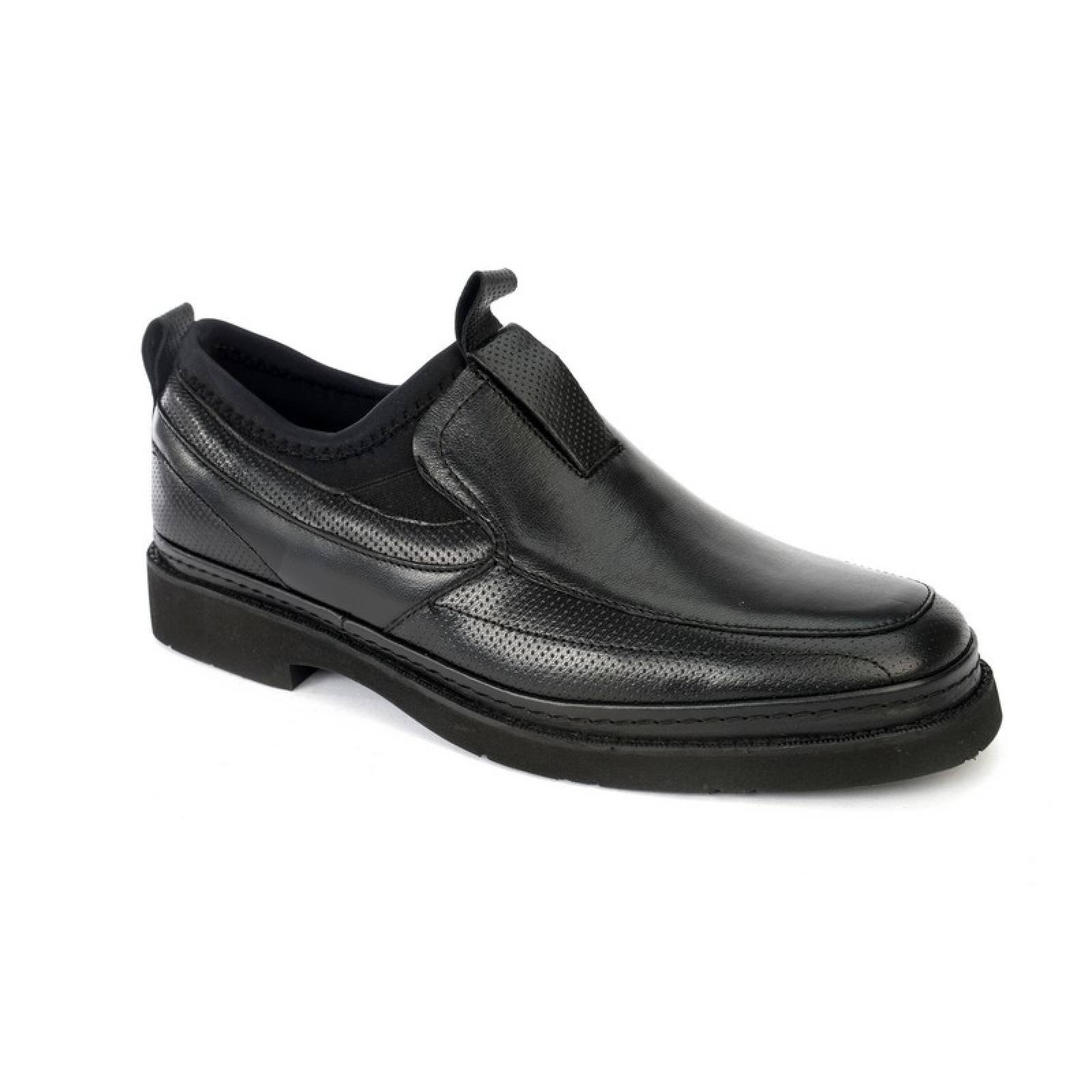 Jarking - Zapato Formal Negro con Ajuste de Licra y Amplitud Especial para Caballero