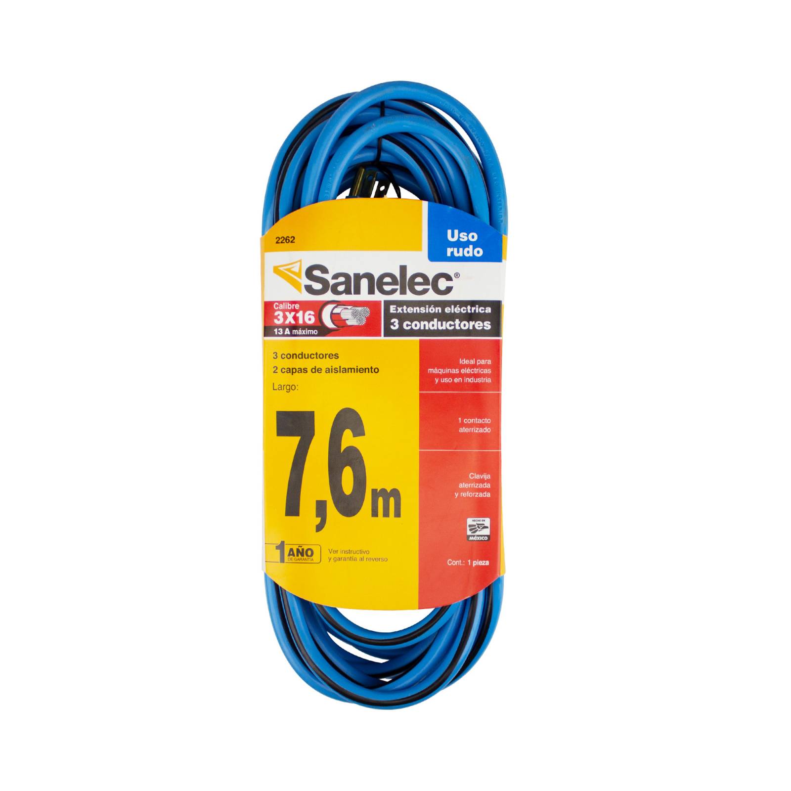 Extensión uso rudo aterrizada 7.m Azul Sanelec 2262