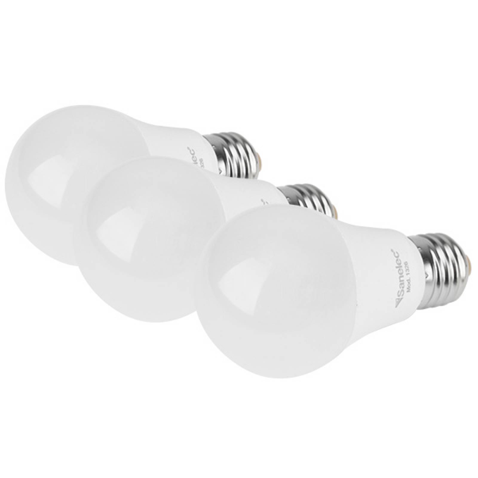 Tres Focos Led 9 W Tipo A19 Luz Cálida Sanelec 1326