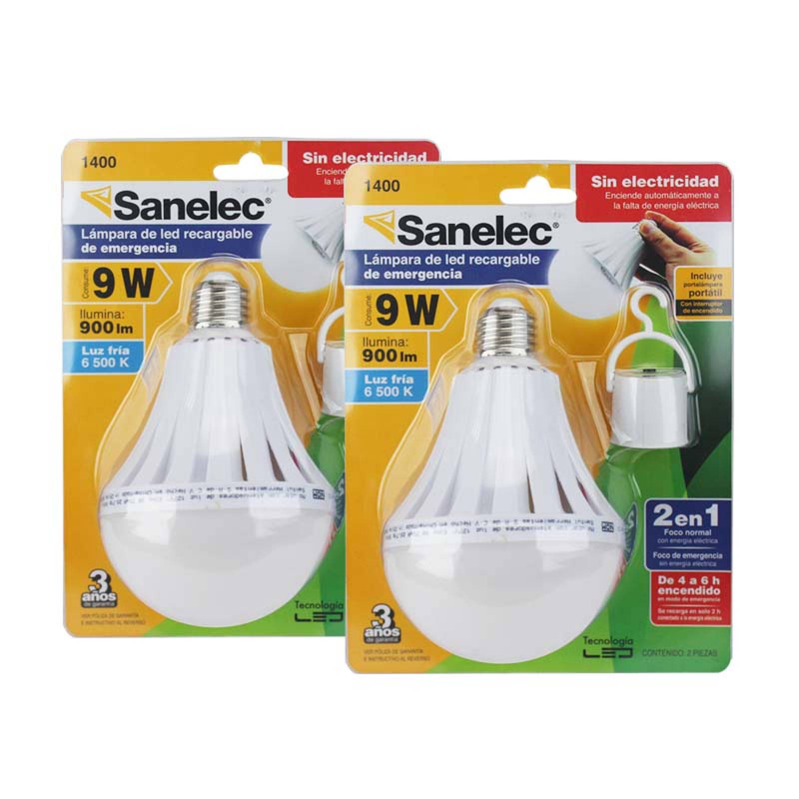 Dos Focos Led 9W Emergencia Sanelec Mod. 1400