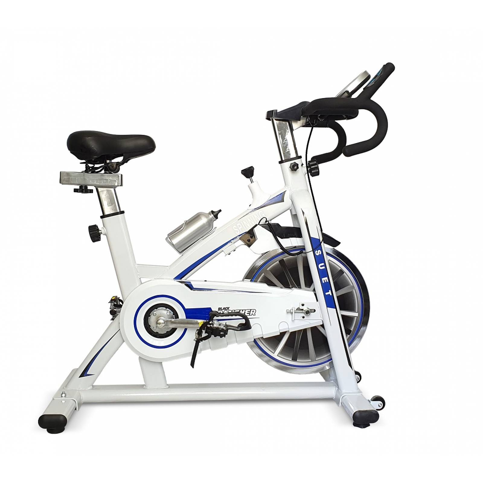 Bicicleta Fija Spinning Gym Uso Rudo Black Panther 10 Kg Blanco
