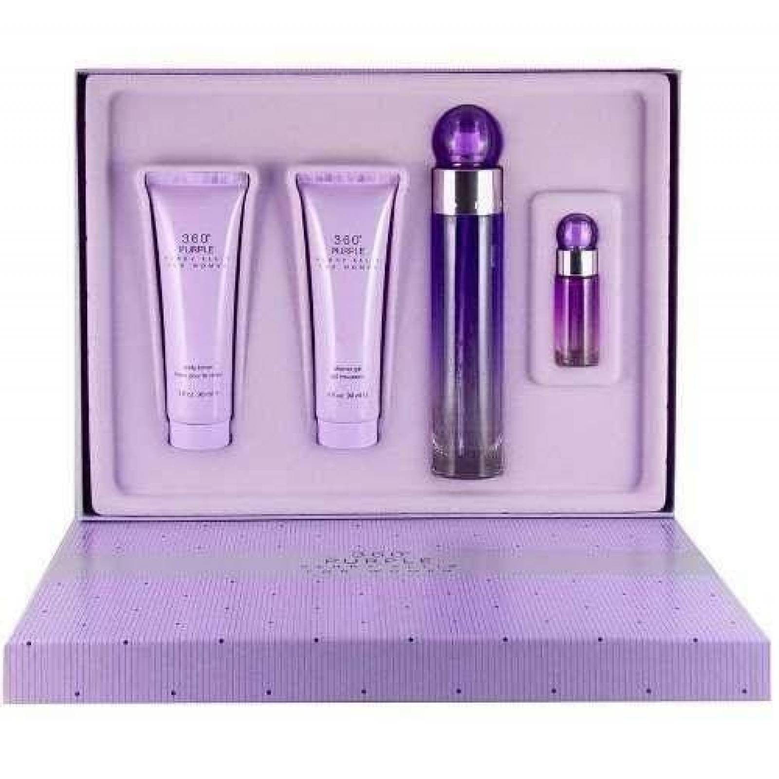 Set 360 Purple Dama Perry Ellis 4 Pz - Original