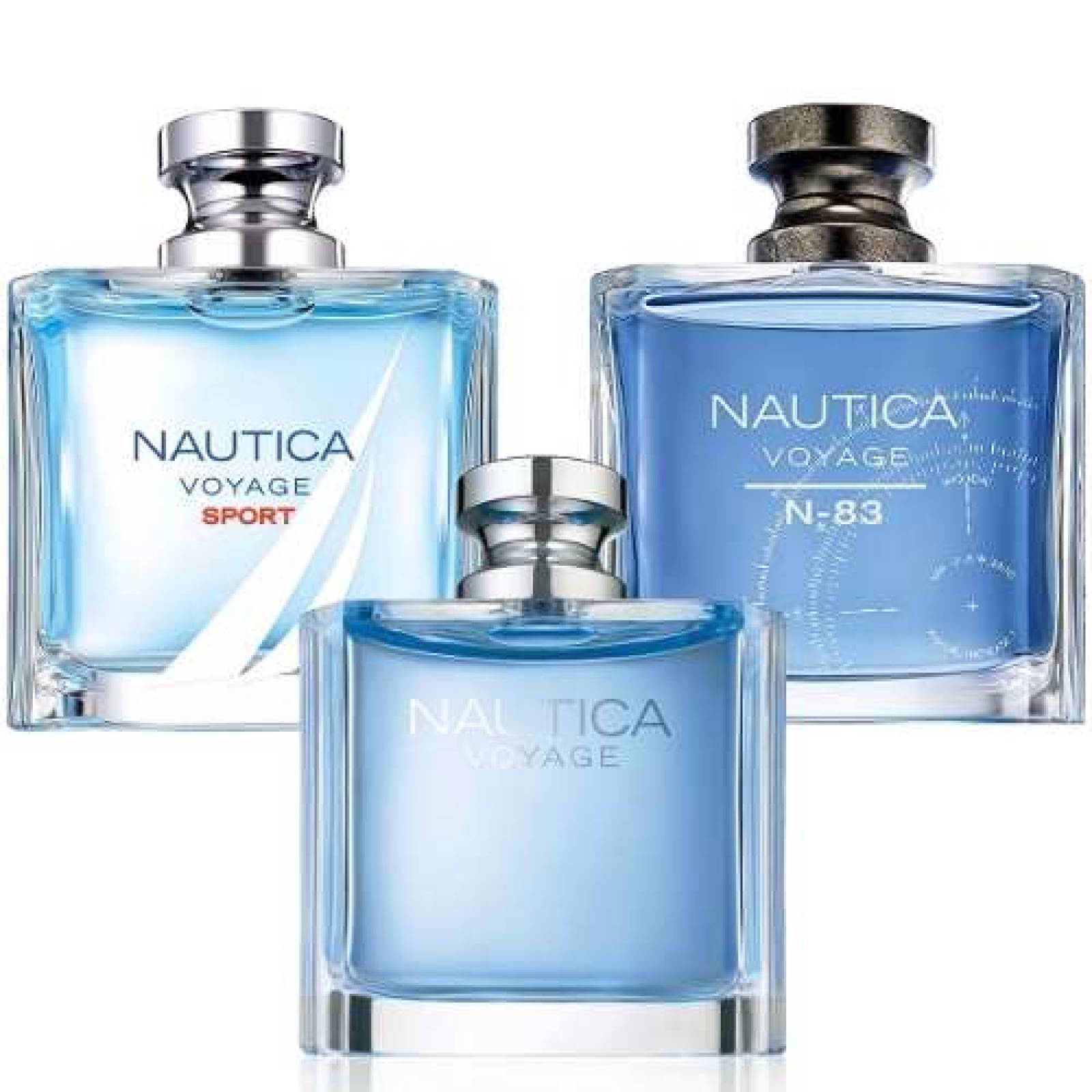Paquete 3 Perfumes Nautica Voyage + Sport + N-83 Caballero 100 ml Edt Spray