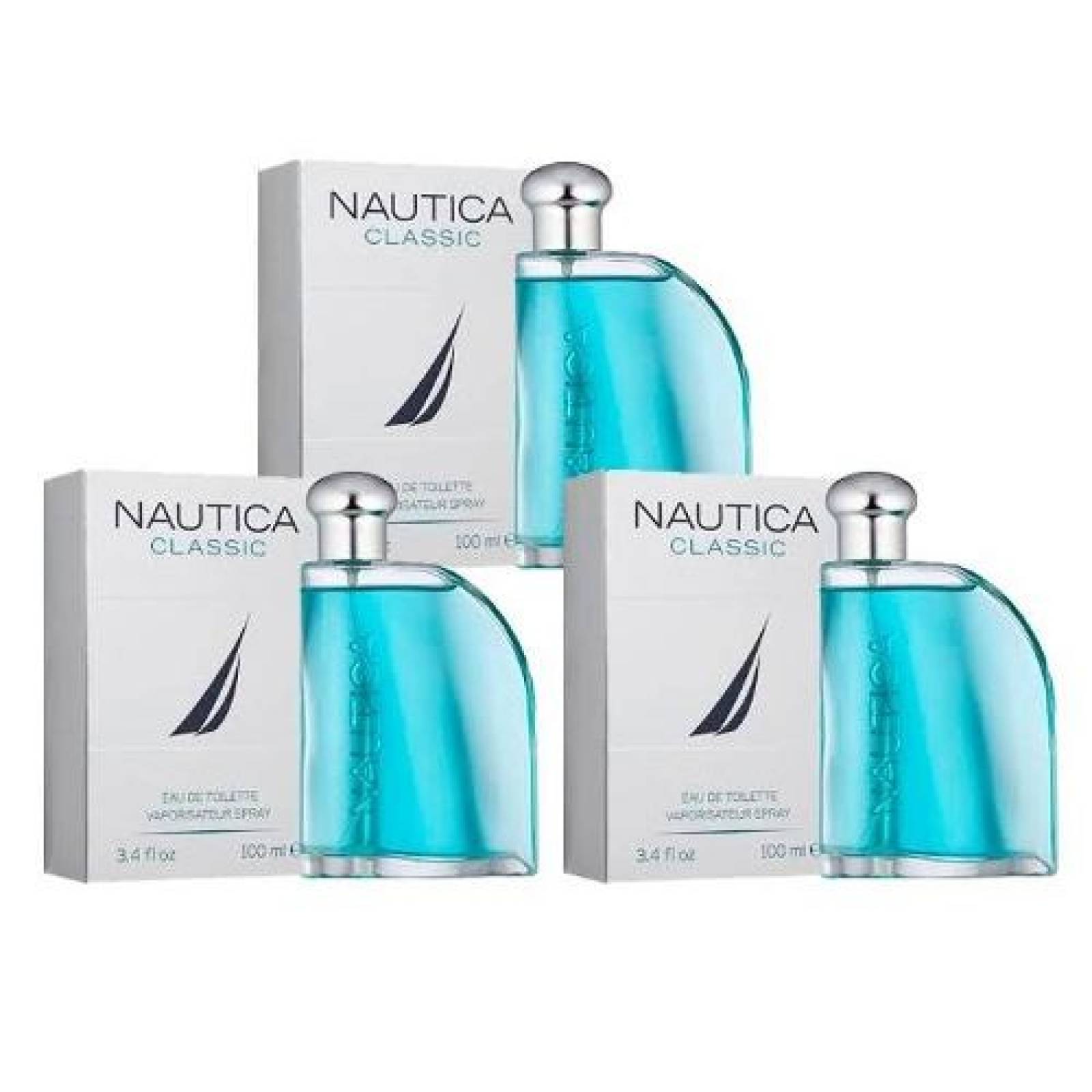 Paquete 3 Perfumes Nautica Classic Caballero 100 ml Edt Spray