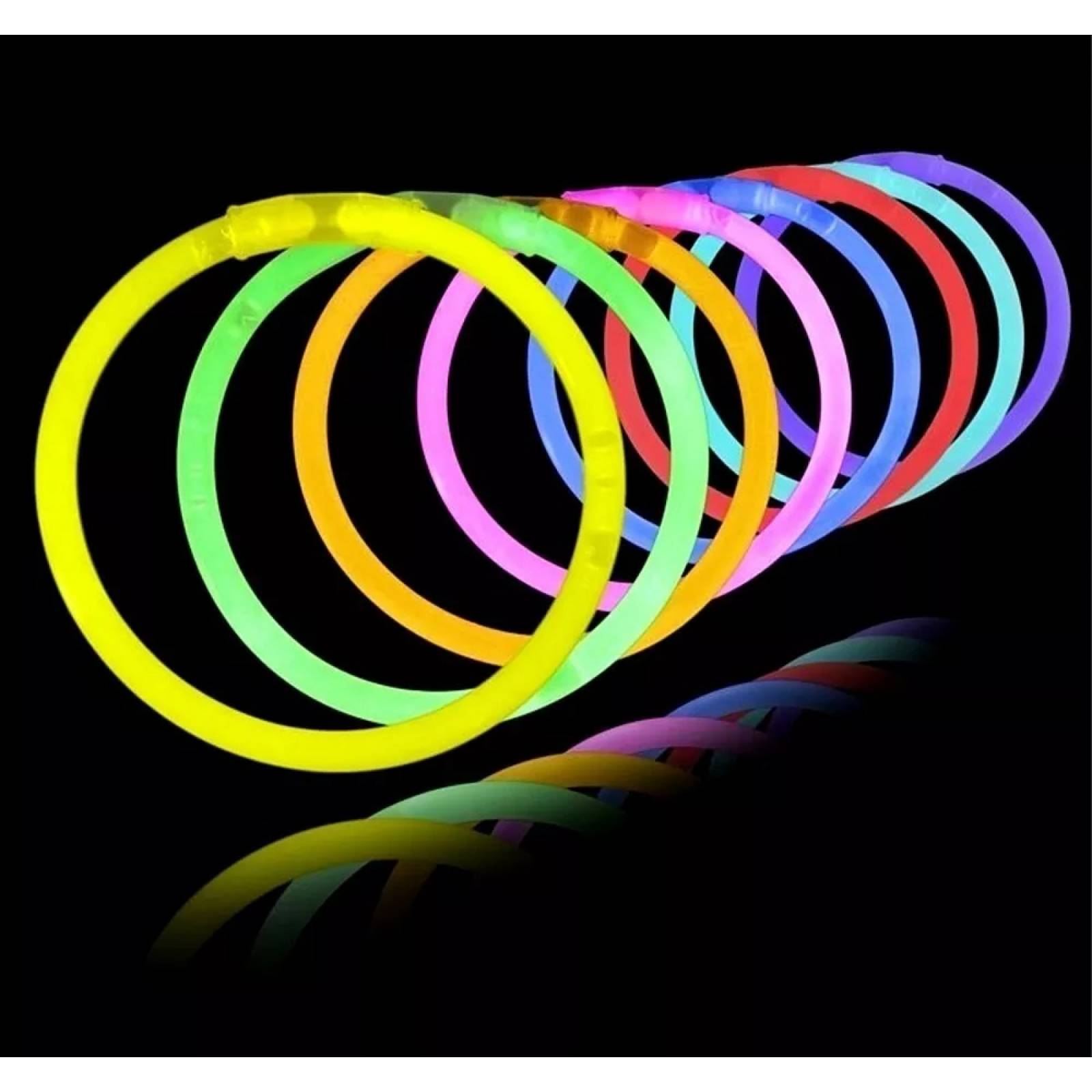 100 Pulseras Neon Cyalume 5 Colores Fiestas Neonmania 5999