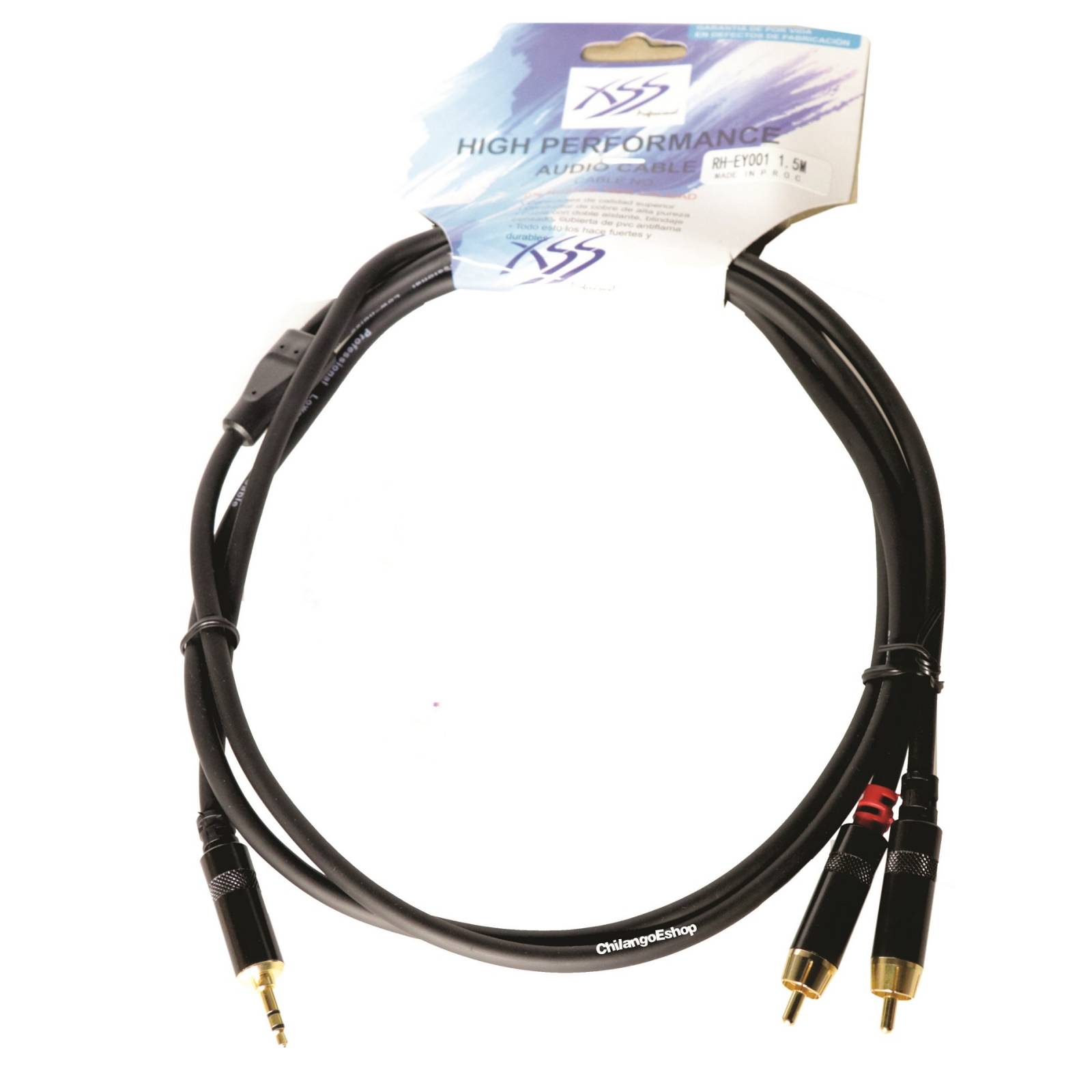 EXTENSION PLUG 35 MM STEREO A DOS RCA USO RUDO 15 M