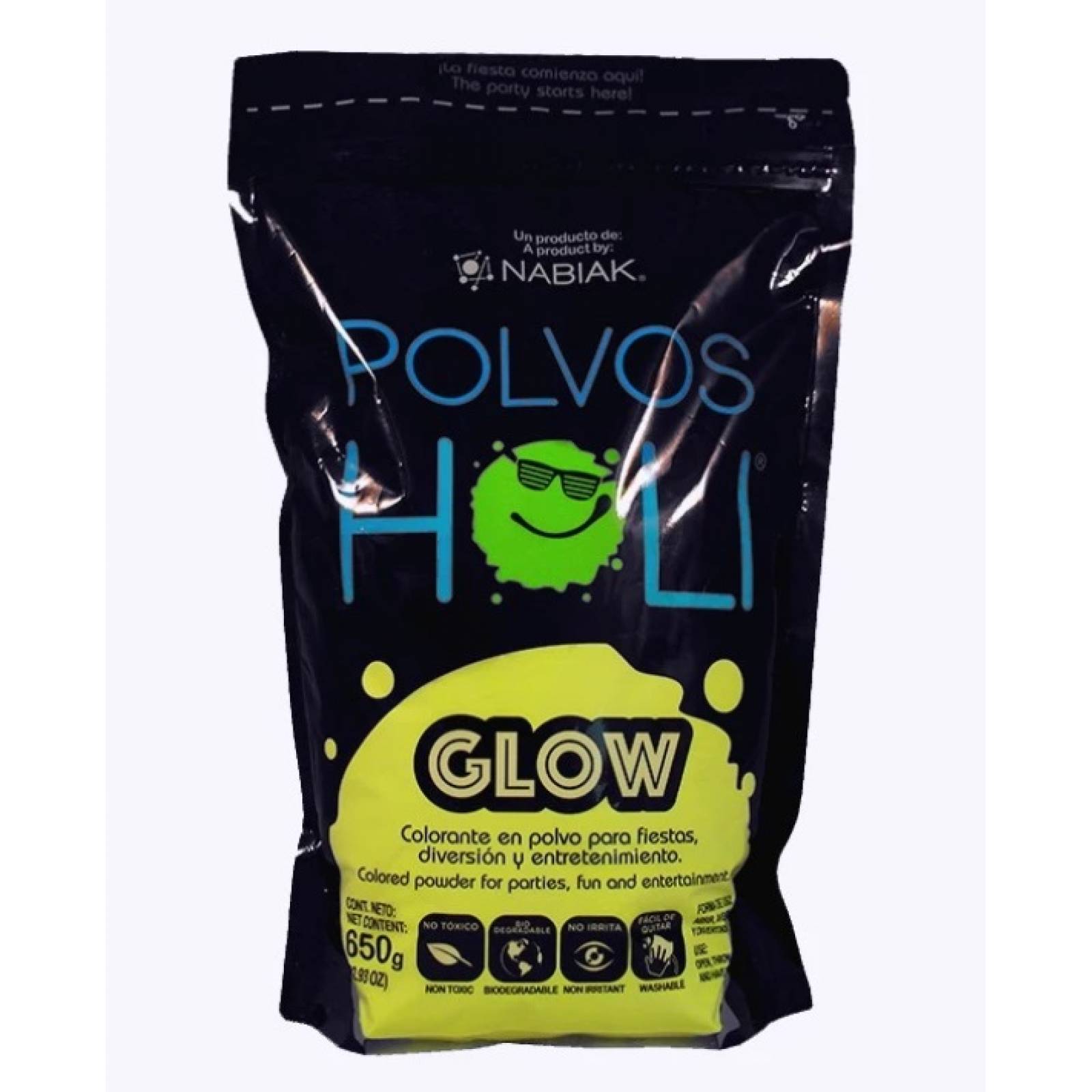 POLVOS HOLI GLOW AMARILLO FLUORESCENTE 