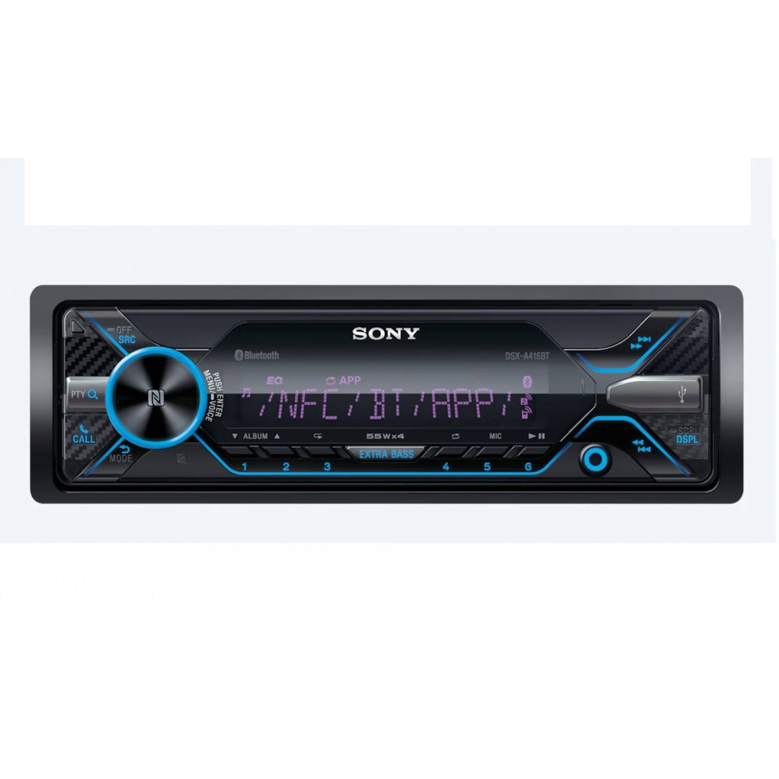 AUTO ESTEREO SONY DSX-A416BT MULTICOLOR BLUETOOTH USB AUXILIAR FM/AM 