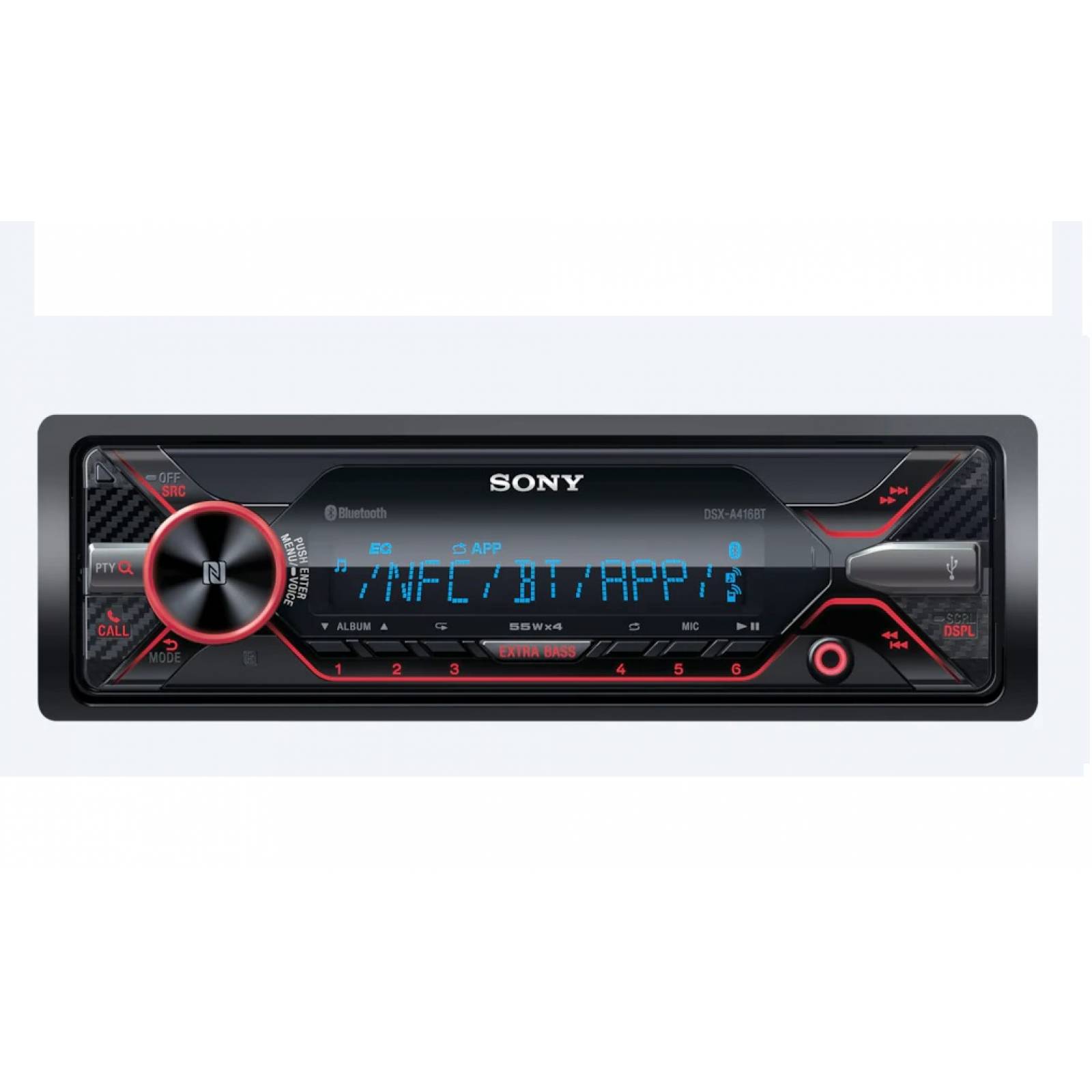 AUTO ESTEREO SONY DSX-A416BT MULTICOLOR BLUETOOTH USB AUXILIAR FM/AM 