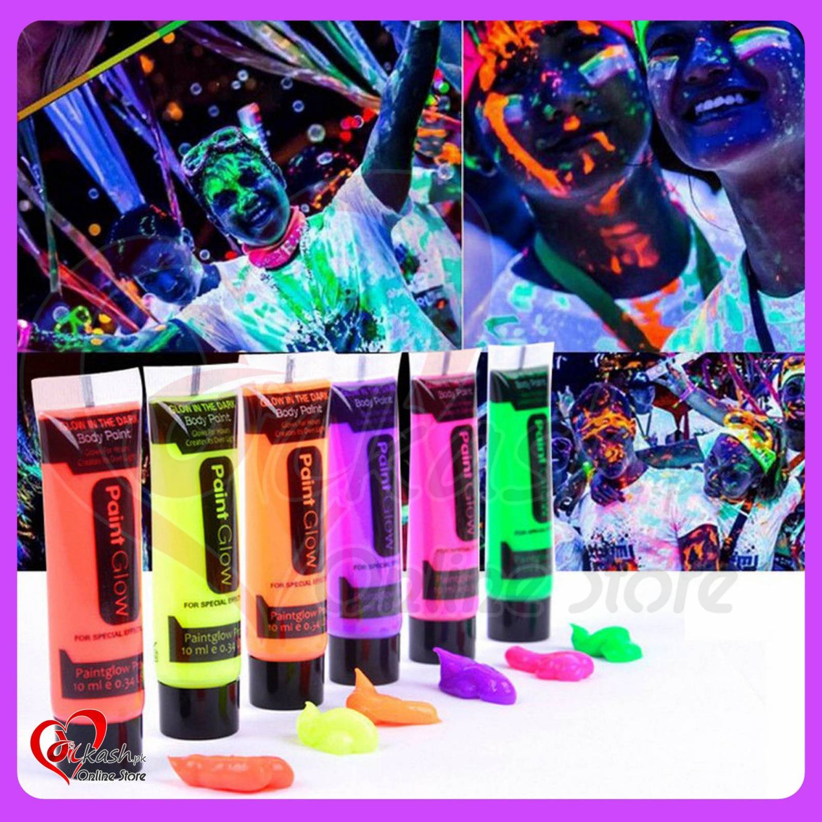 24 TUBOS DE PINTURA MAQUILLAJE NEONMANIA GLOW IN THE DARK 