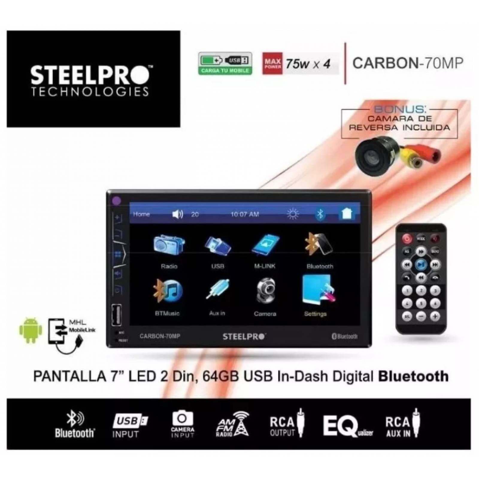 AUTOESTEREO PANTALLA DOBLE DIN BLUETOOTH CON CAMARA REVERSA 