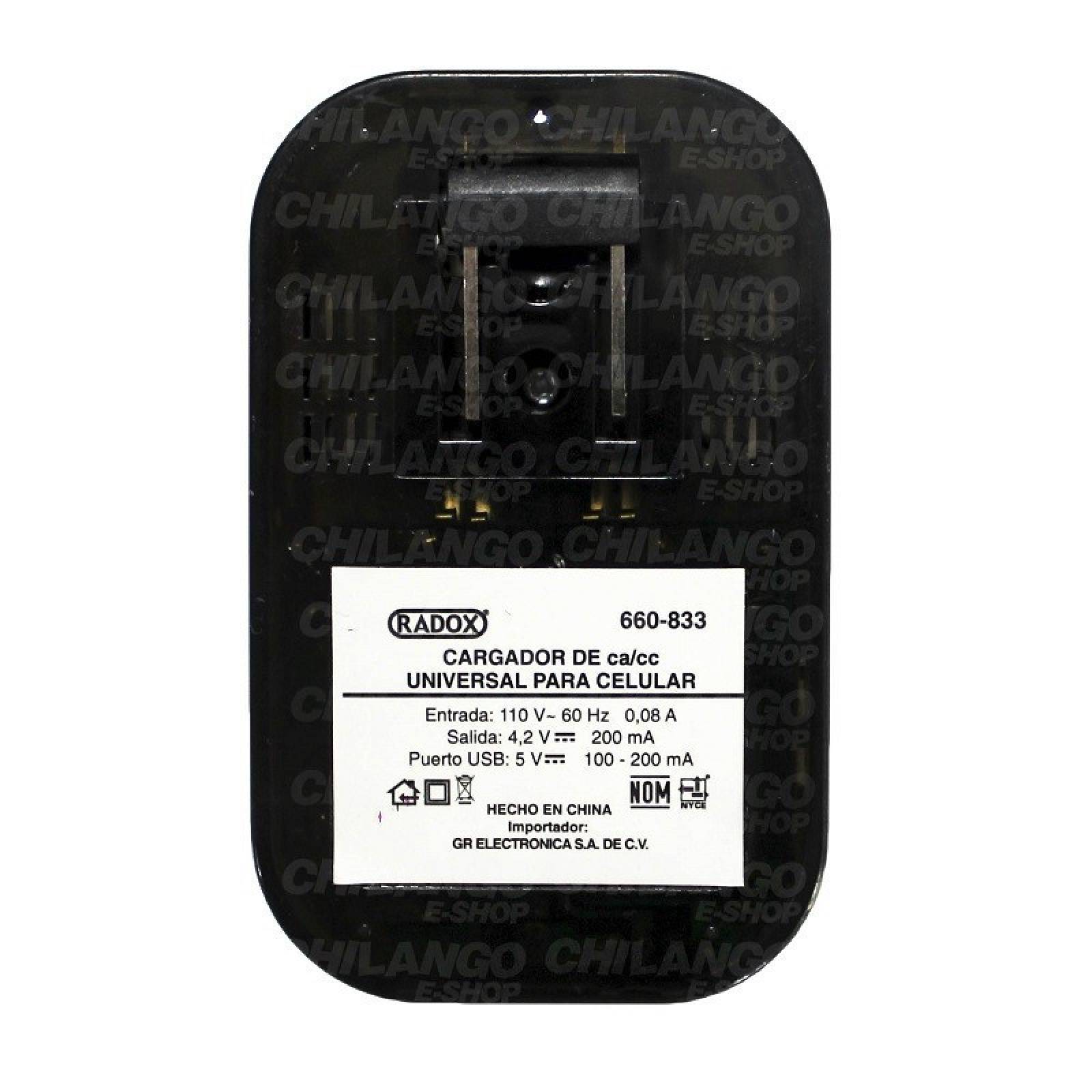 CARGADOR UNIVERSAL PARA CELULAR NEGRO 