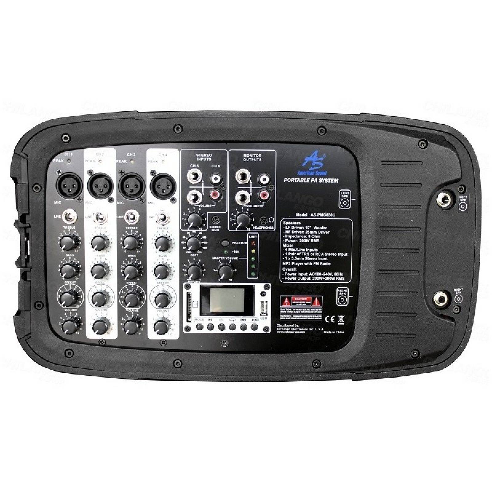 SISTEMA PORTÁTIL DE SONIDO MEZCLADORA + 2 BAFLES 