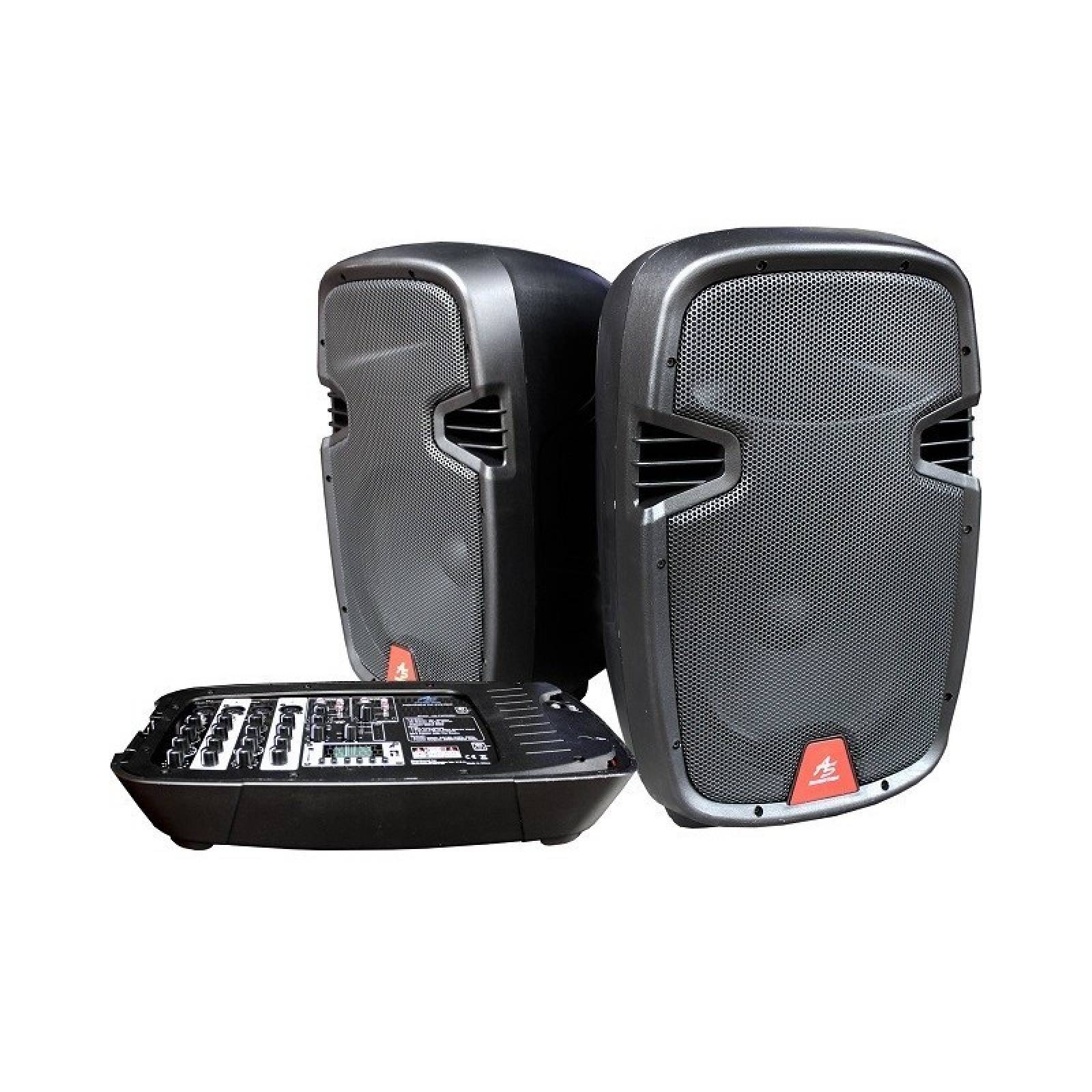 SISTEMA PORTÁTIL DE SONIDO MEZCLADORA + 2 BAFLES 