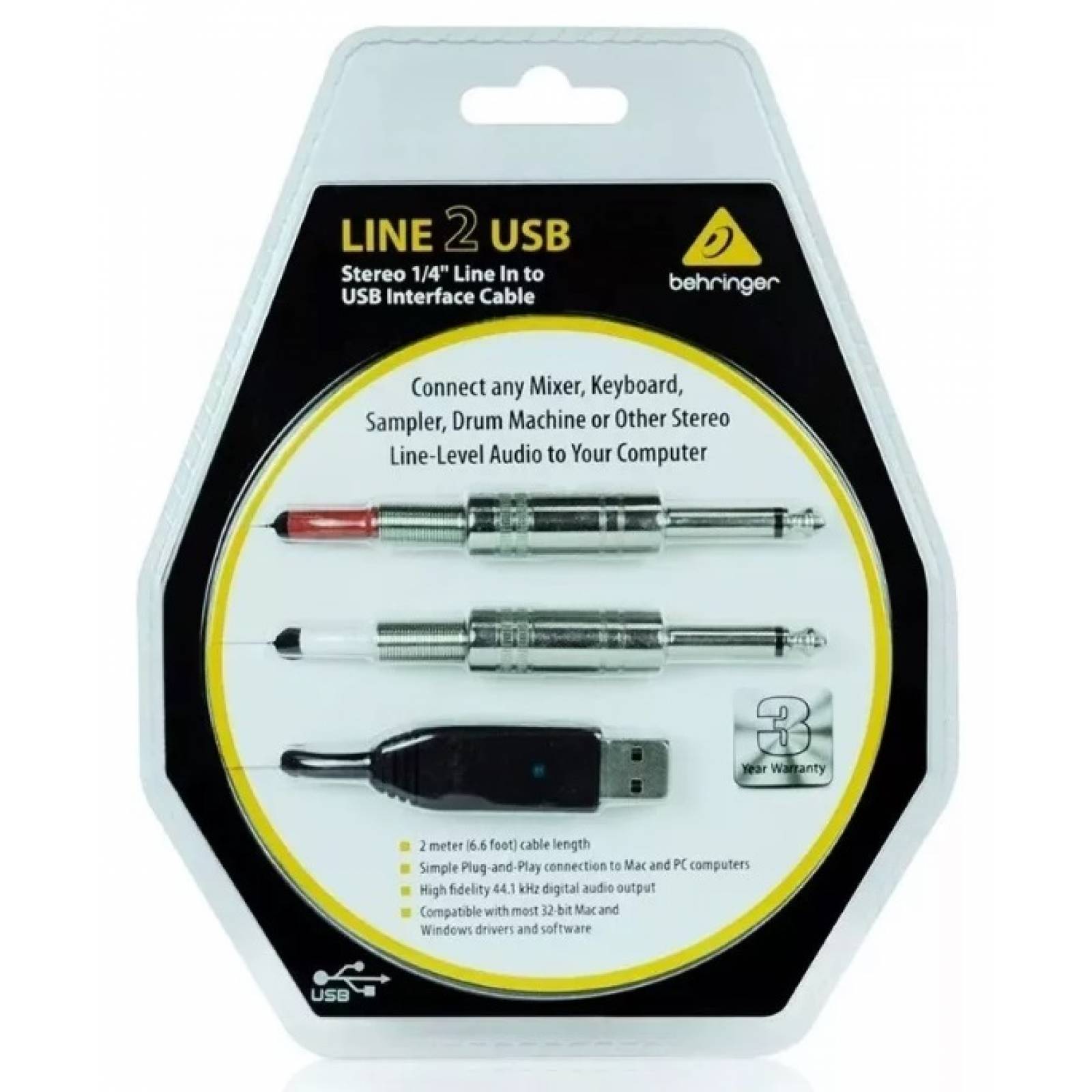 Cable Behringer Dual Plug 6,3Mm A USB 