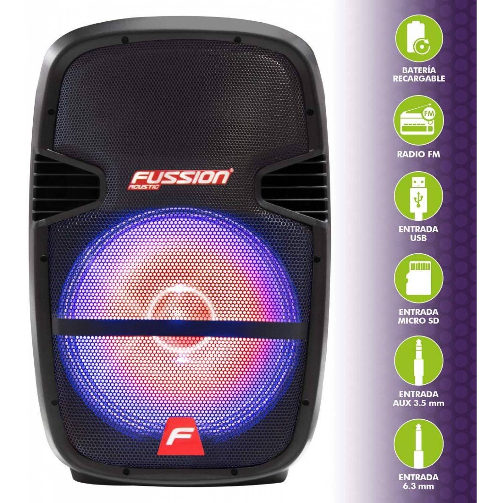 BAFLE AMPLIFICADO RECARGABLE USB SD BLUETOOTH TRIPIE MIC 