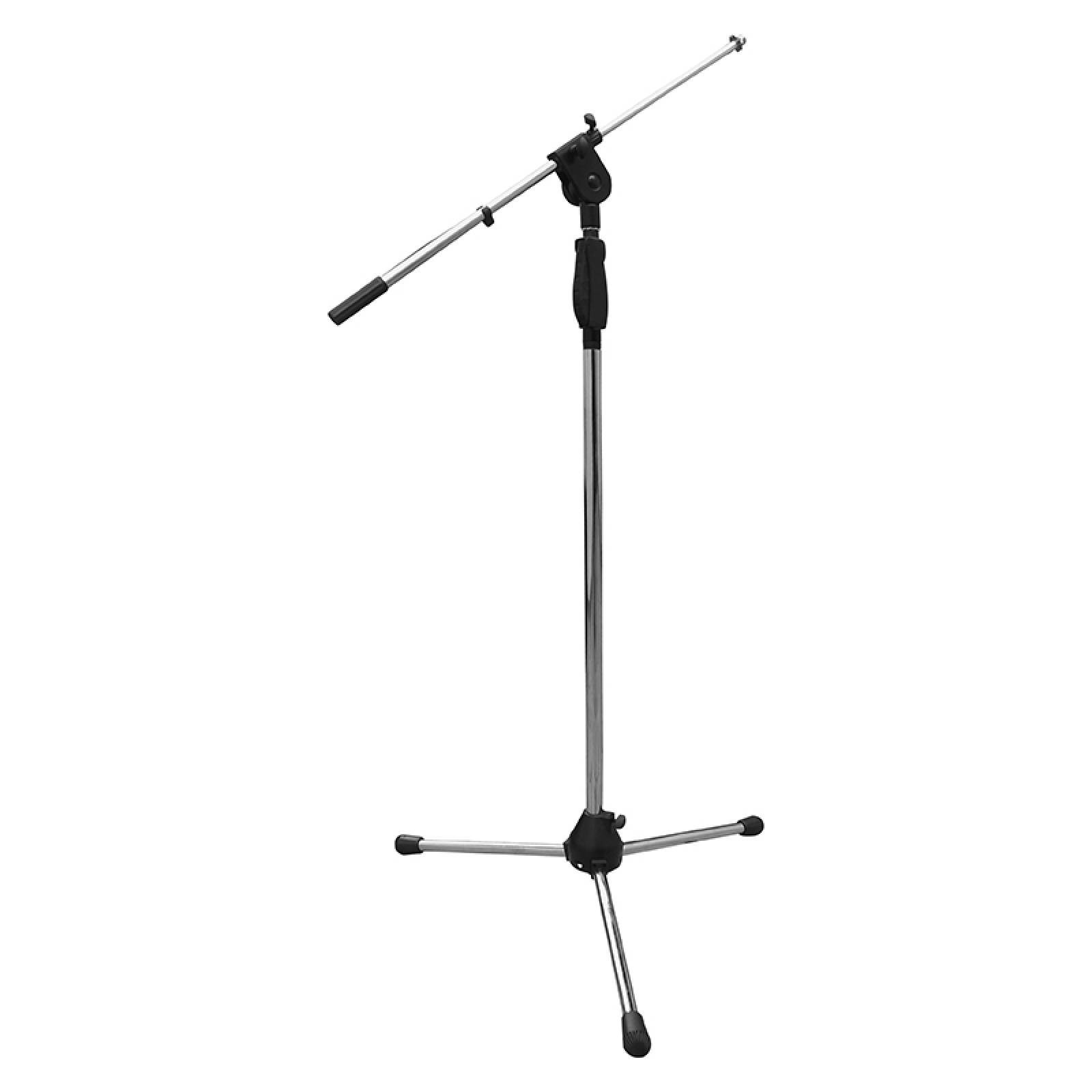 Tripie Pedestal Cromado Para Microfono Con Seguro De Presion 
