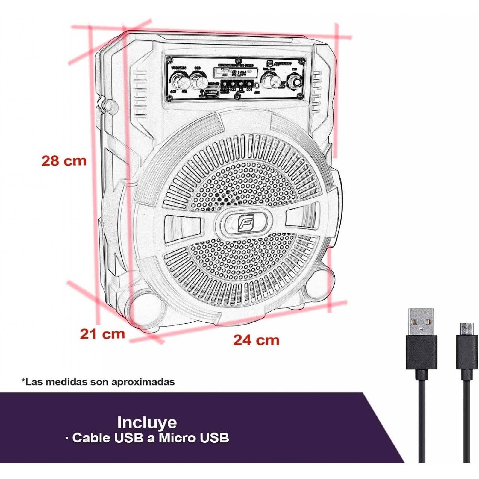 BAFLE RECARGABLE 8 PULG BT FM USB AUX 