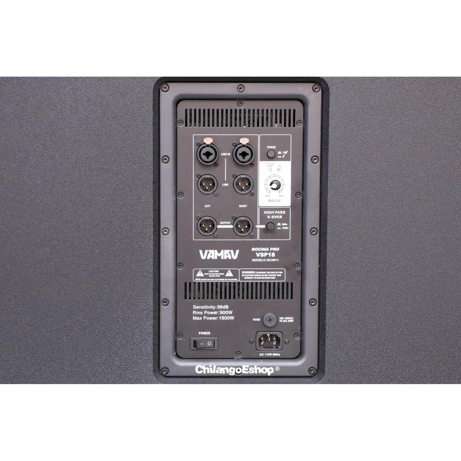 Subwoofer Activo 18 Pulg Activo Vamav Vsp18 900W Rms 