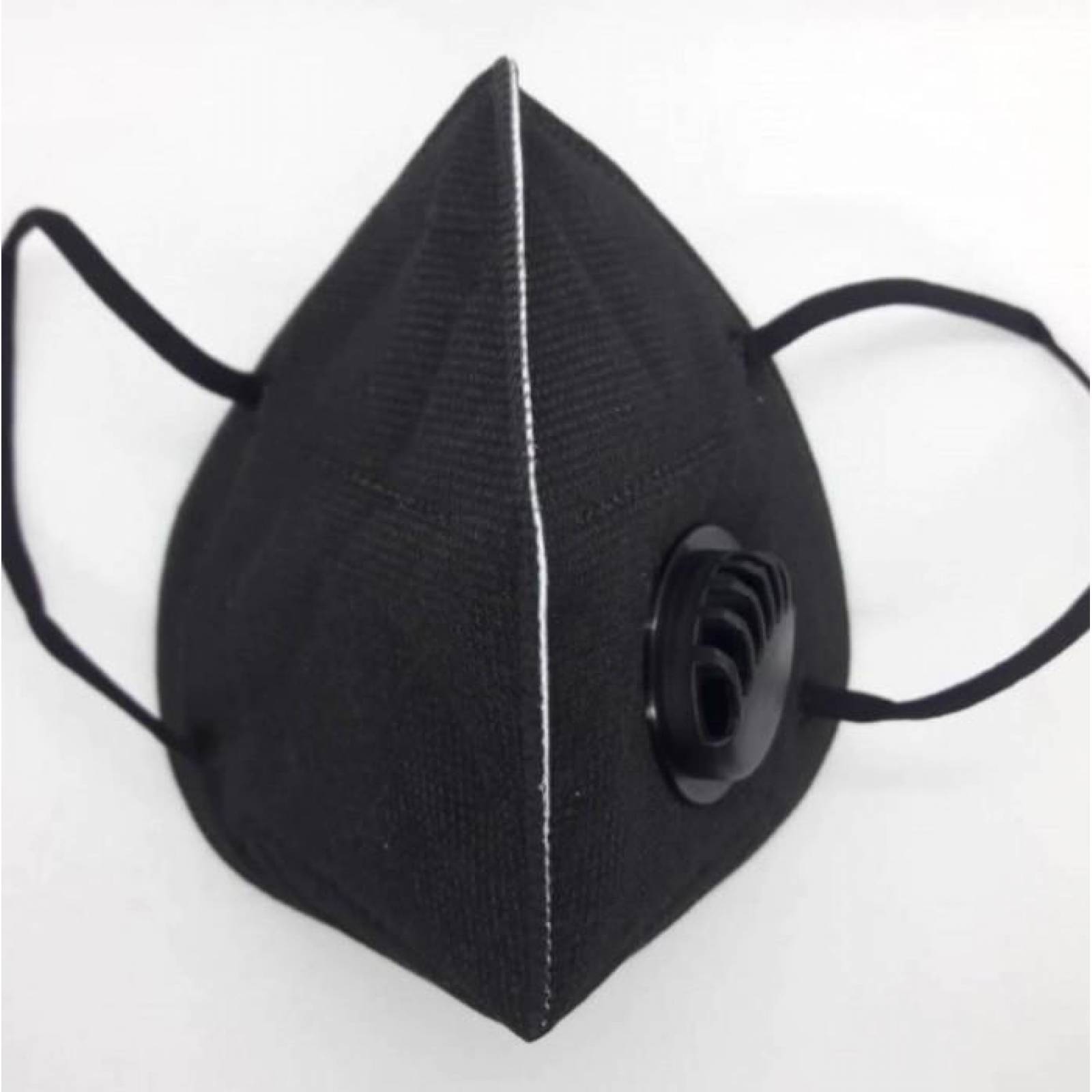 CUBRE BOCA MASCARILLA KN95 NEGRO CON VALVULA