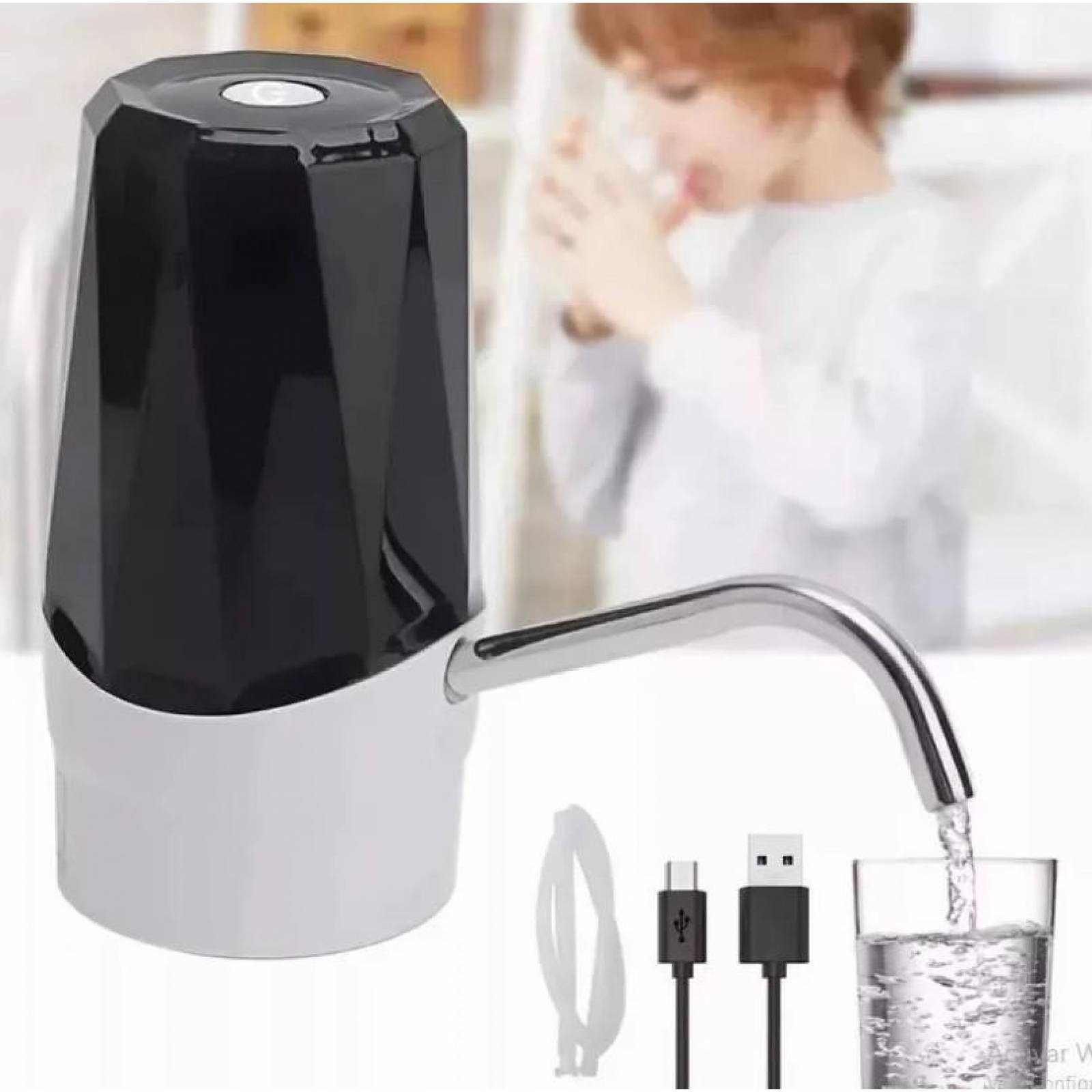 Dispensador Usb De Agua Garrafon Boquilla Universal Negro