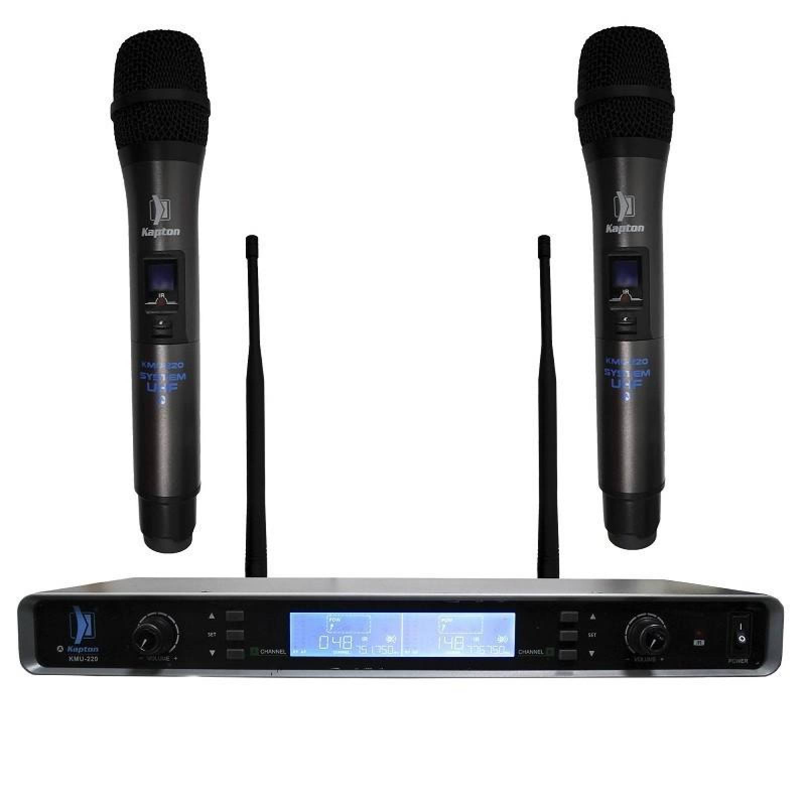 sistema 2 Microfonos Inalambricos Uhf KAPTON MULTIFRECUENCIA